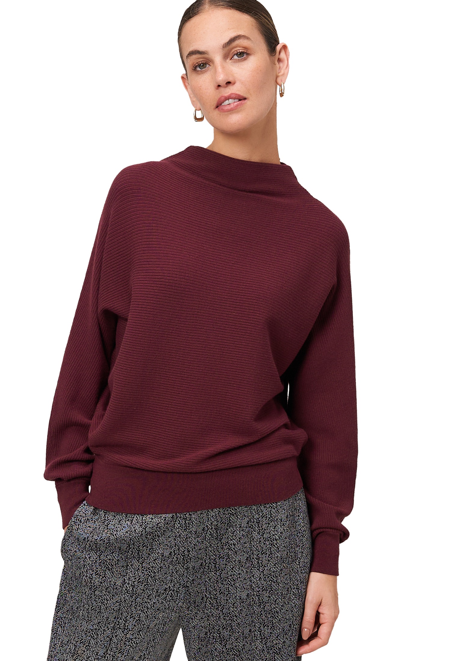 Zero Strickpullover "Damen strukturiert mit Stehkragen" 1 Stk. Plain/ohne D günstig online kaufen