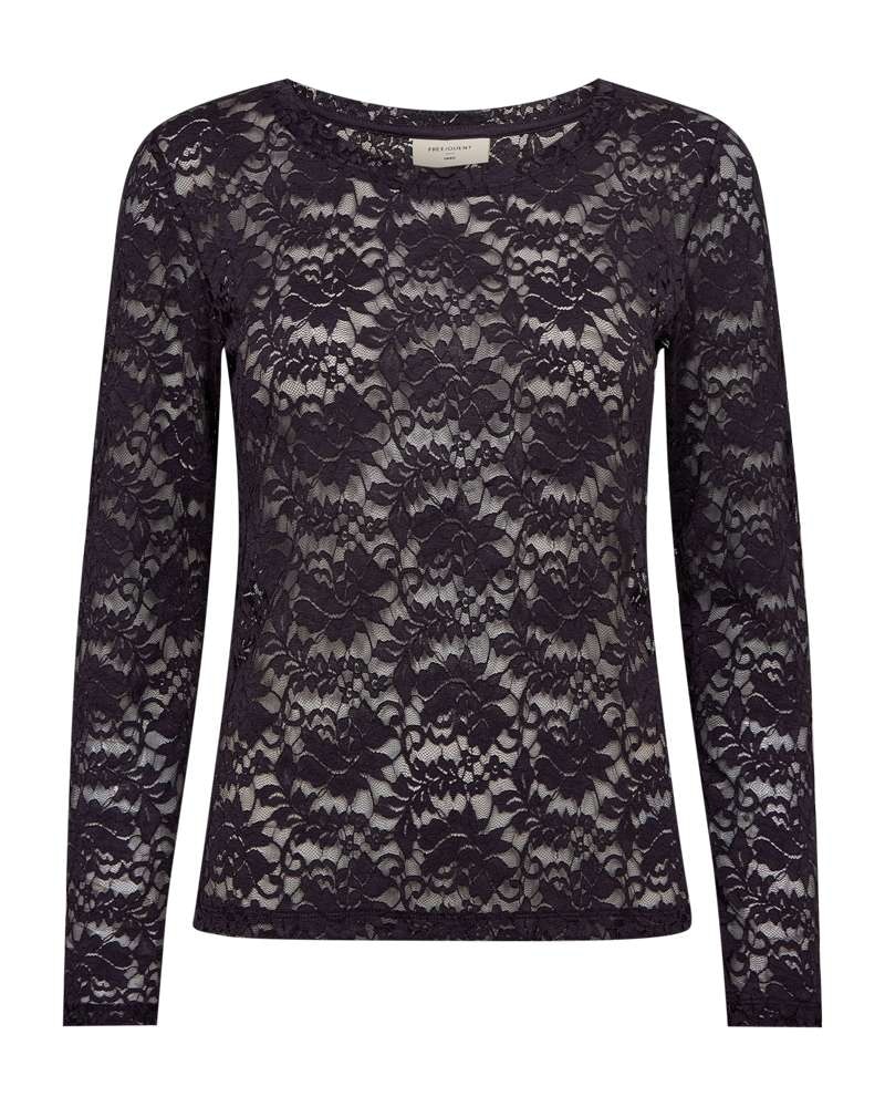 FREEQUENT Langarmshirt »Style Saldo« mit Spitzen-Details / Transparenter Look