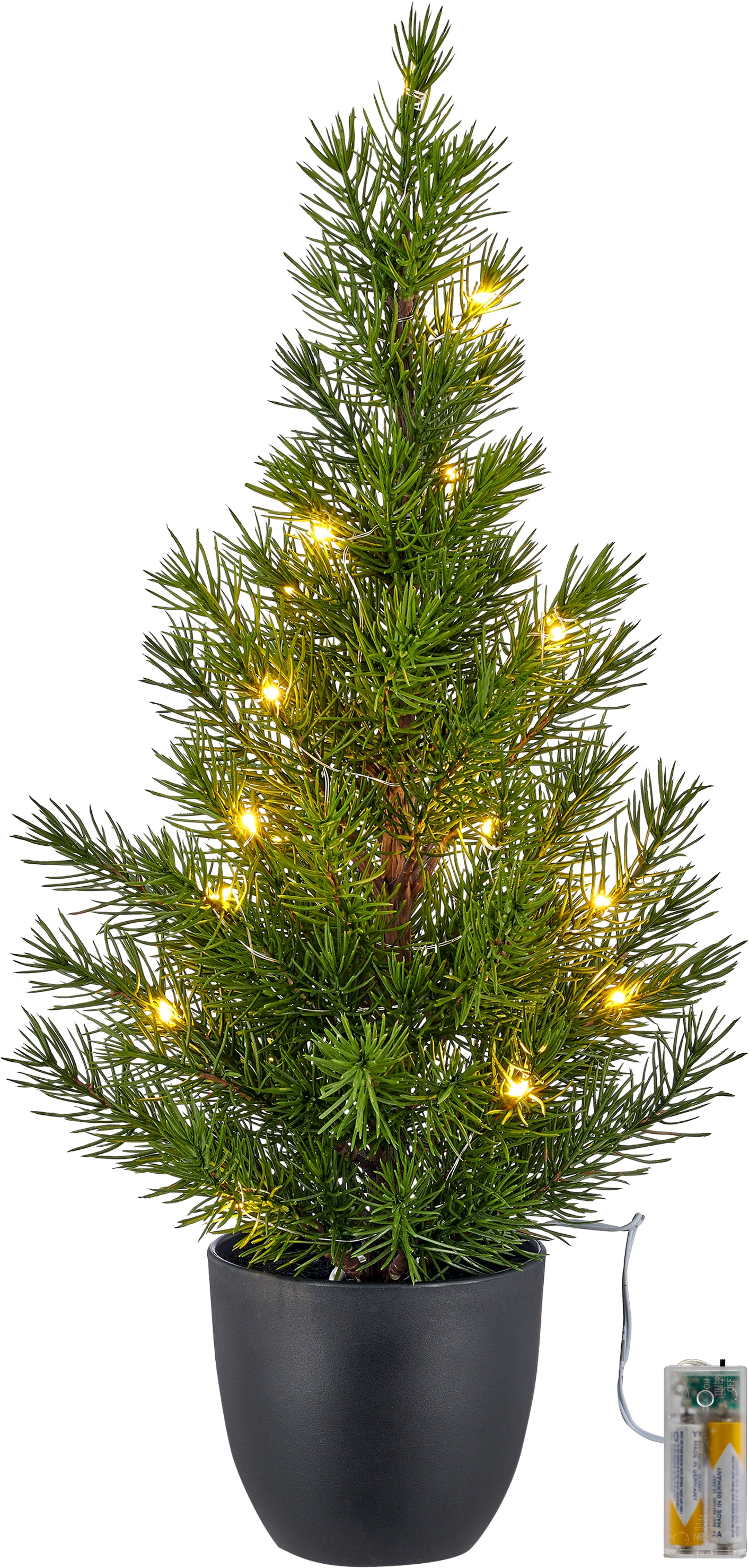 OTTO home Künstlicher Weihnachtsbaum "Tannenbäumchen im Topf, 52 oder 68cm hoch" mit LED-Beleuchtung und Timer Funktion