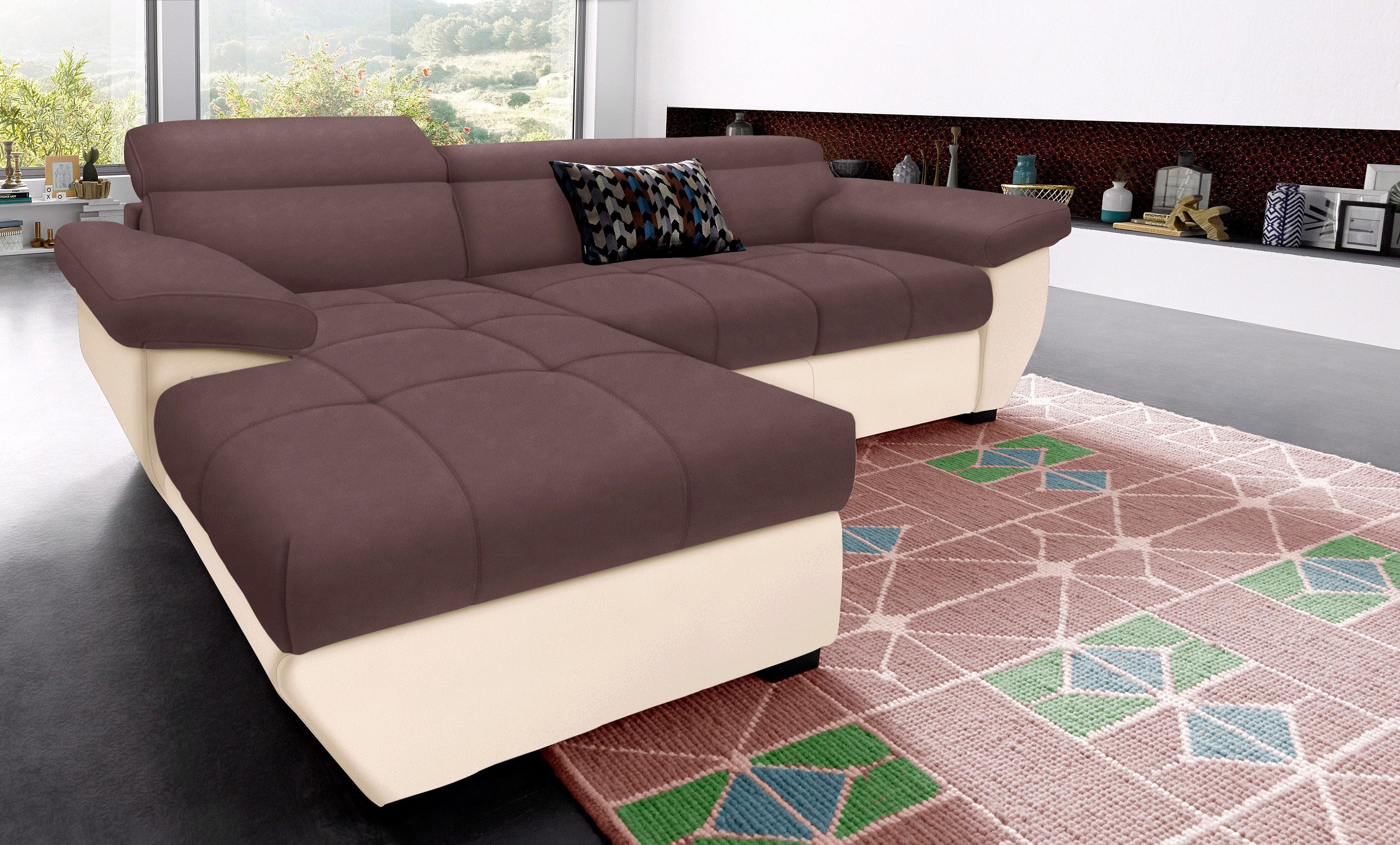 COTTA Ecksofa "Speedway L-Form" mit Kopfteilverstellung, wahlweise mit Schlaffunktion & Bettkasten