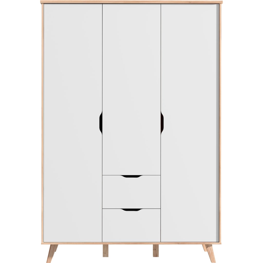 FORTE Drehtürenschrank »Vankka,Kleiderschrank, Topseller! Viel Stauraum,ca.140x200cm«, Made in Europe,mit Einlegeböden+Kleiderstange+Schubladen,grifflos