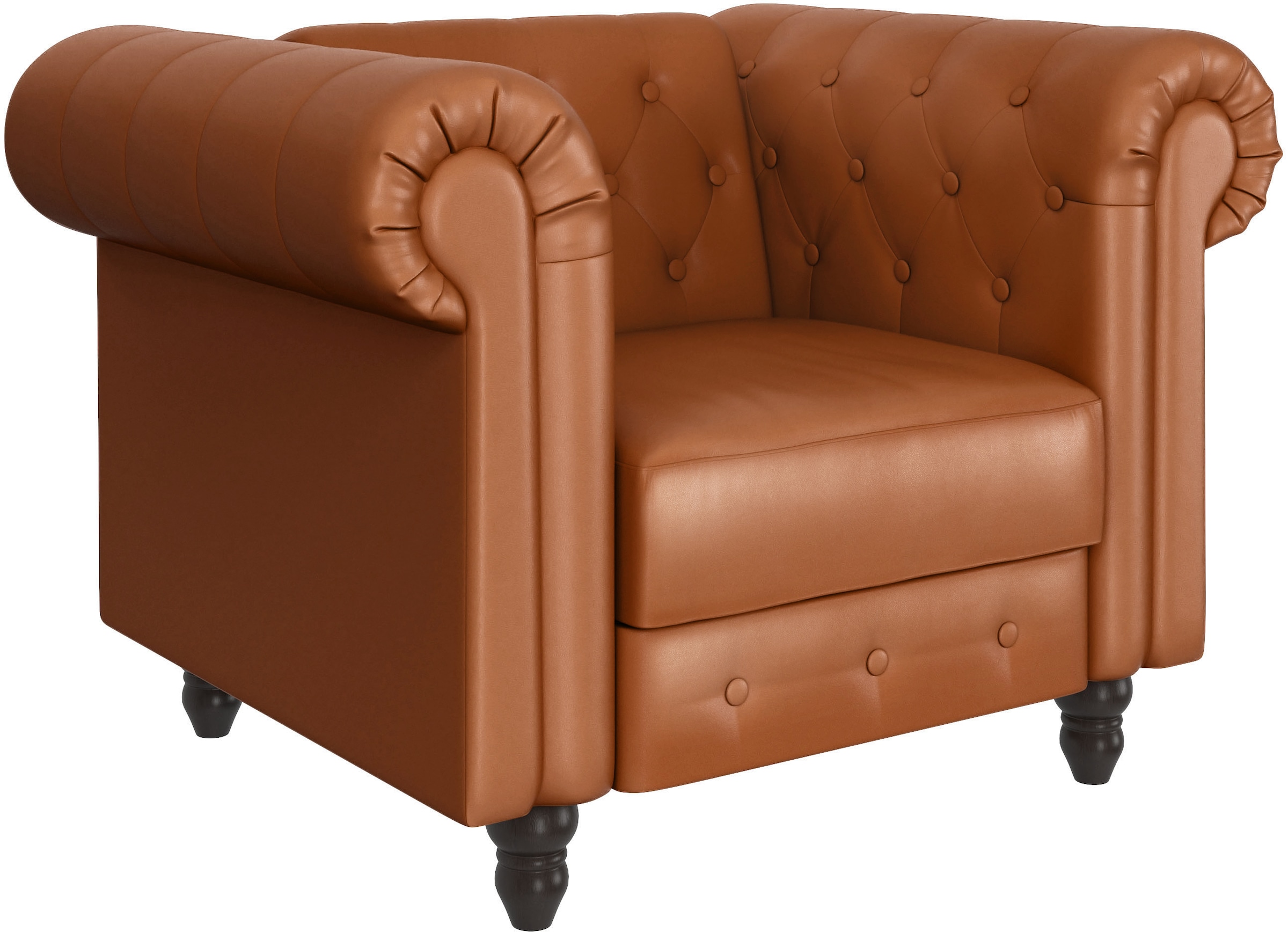 Dorel Home Chesterfield-Sessel »Felix«, mit Rückenlehne 3-fach verstellbar, Beine Massivholz, Sitzhöhe 46 cm