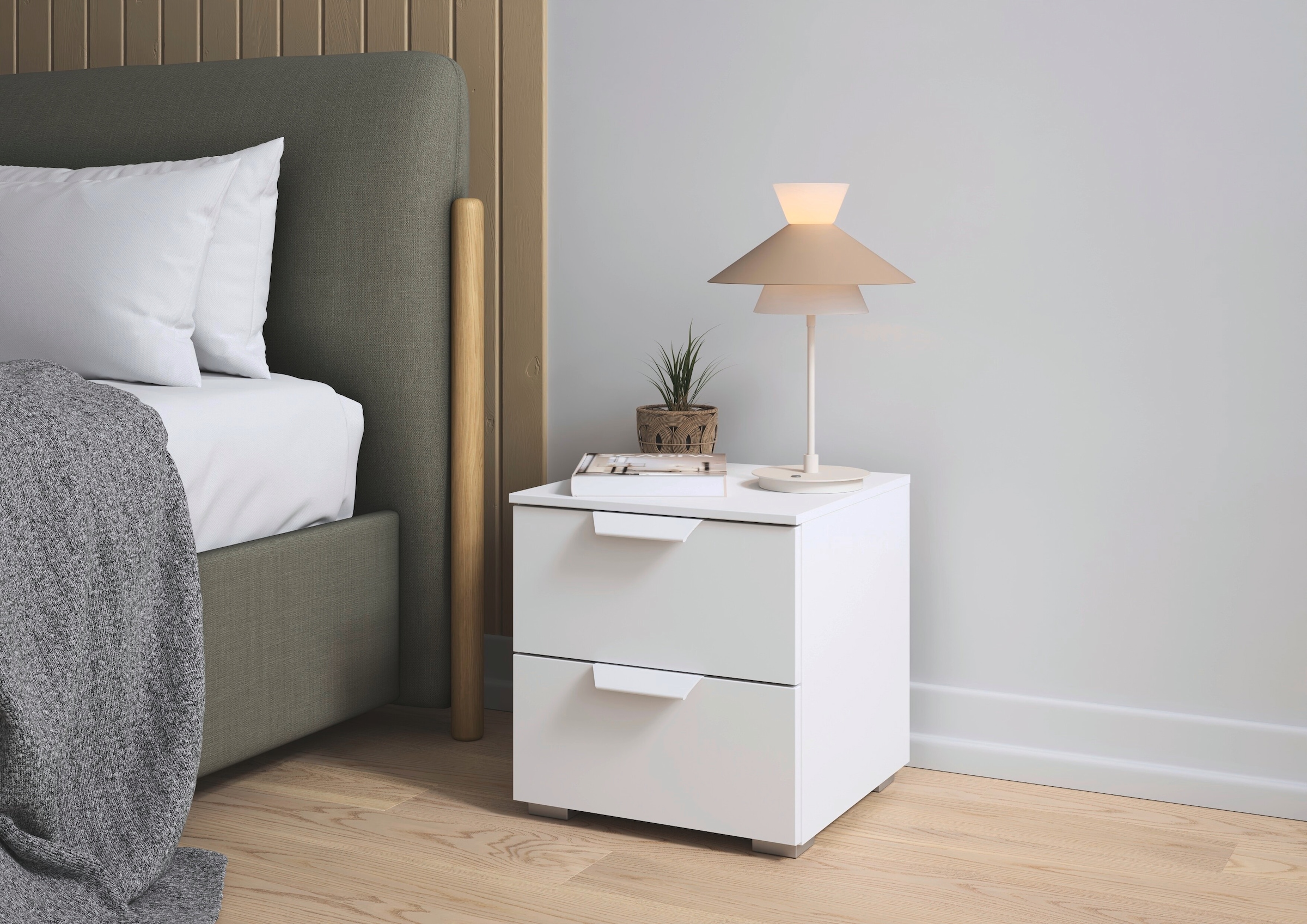 rauch Nachtkommode »Nachttisch Nachtkonsole COSTA mit farblich passenden Metallgriffen« in 2 Griff-Farben, Breite 40 cm,  zwei geräumige Schubladen MADE IN GERMANY