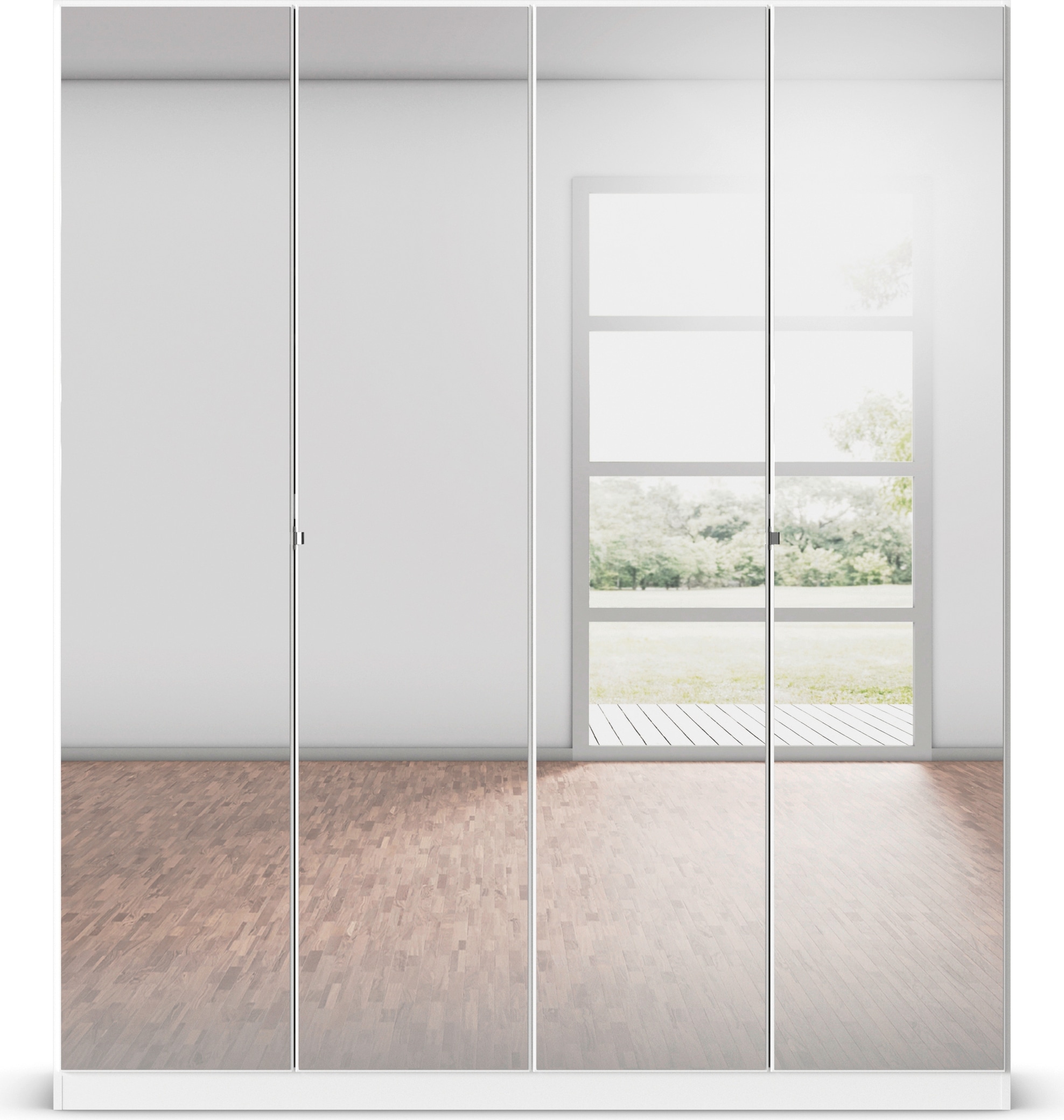 rauch Drehtürenschrank »Reflect«, mit Spiegelfront, inkl. praktischer Inneneinteilung und Stoffboxen-Set