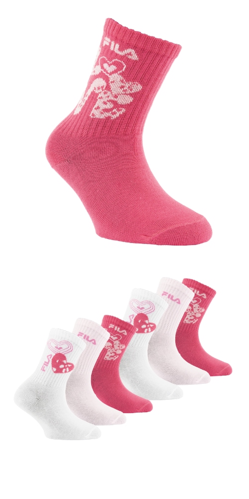 Fila Socken 6 Paar, mit breitem Rippenbündchen, Cotton-Mix, Love-Design
