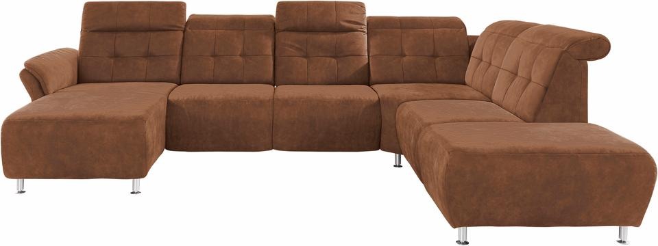 Places of Style Wohnlandschaft »Manhattan U-Form«, 2 Sitze mit elektrischer Relaxfunktion, verstellbare Armlehnen