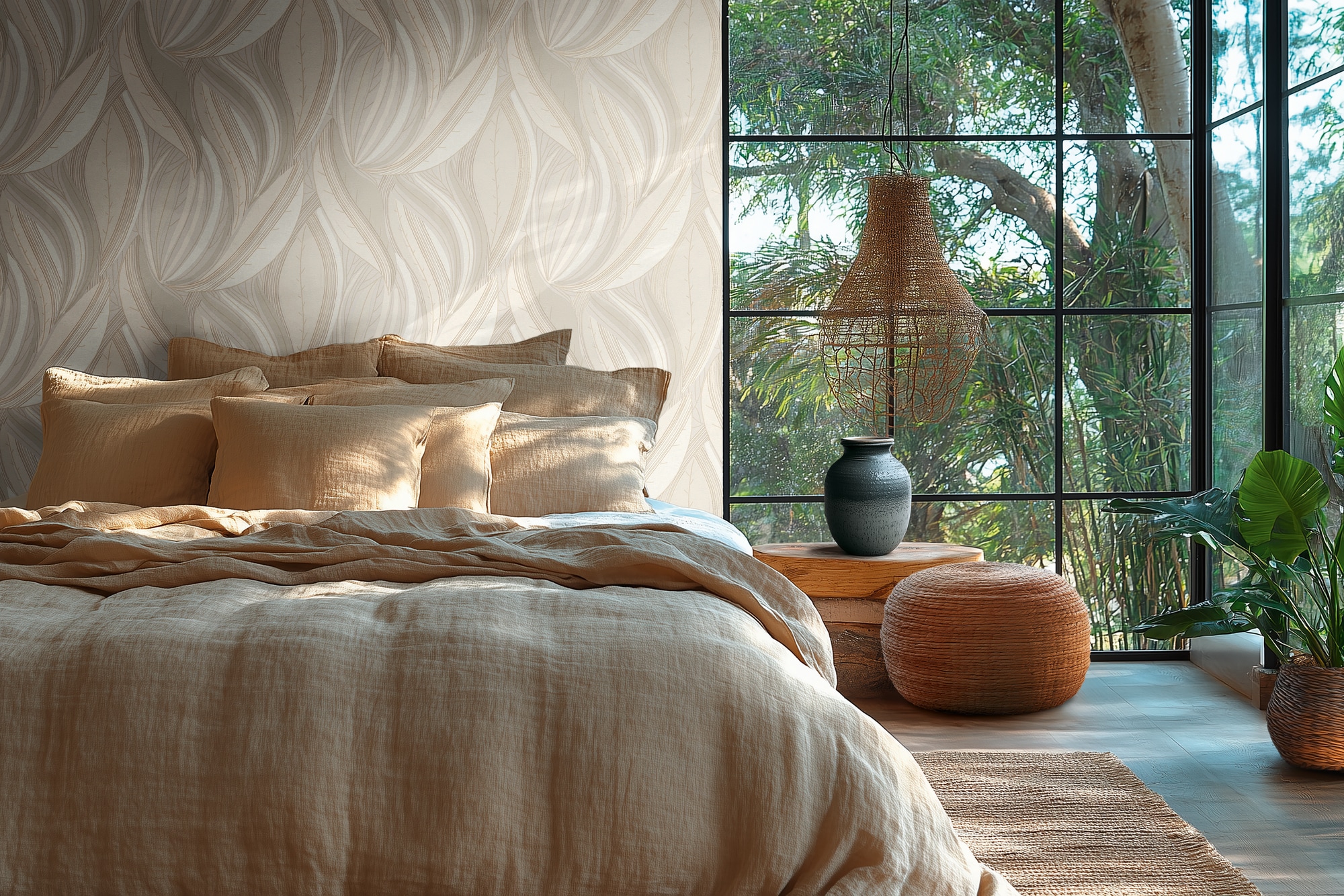 living walls Vliestapete »Dschungel-Tapete Türkis bunt strukturiert tropisch« botanisch strukturiert