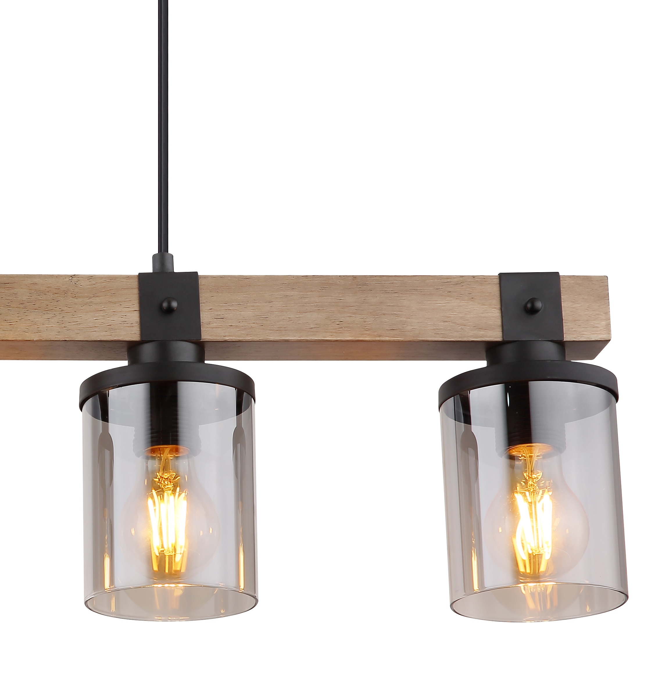 GLOBO LIGHTING Hängeleuchte »LILA« E27 1 Stk. Hängeleuchte Schwarz/Holz, Rauchglas, Licht abwärts, E27