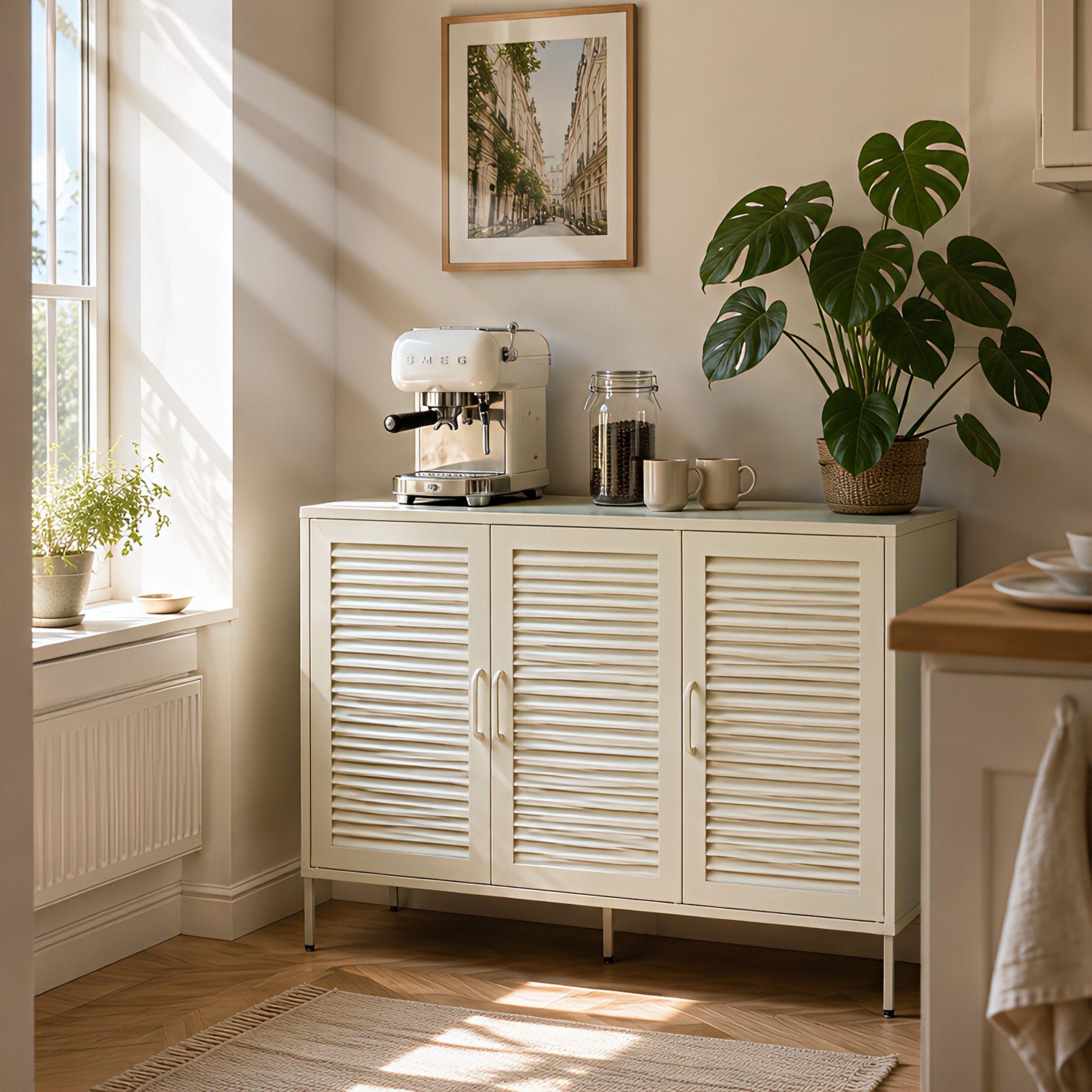 OTTO home Wäscheschrank »GERRON Sideboard Wäscheschrank Metallschrank« Schrank Anrichte Kommode Breite 120cm mit 3 Türen