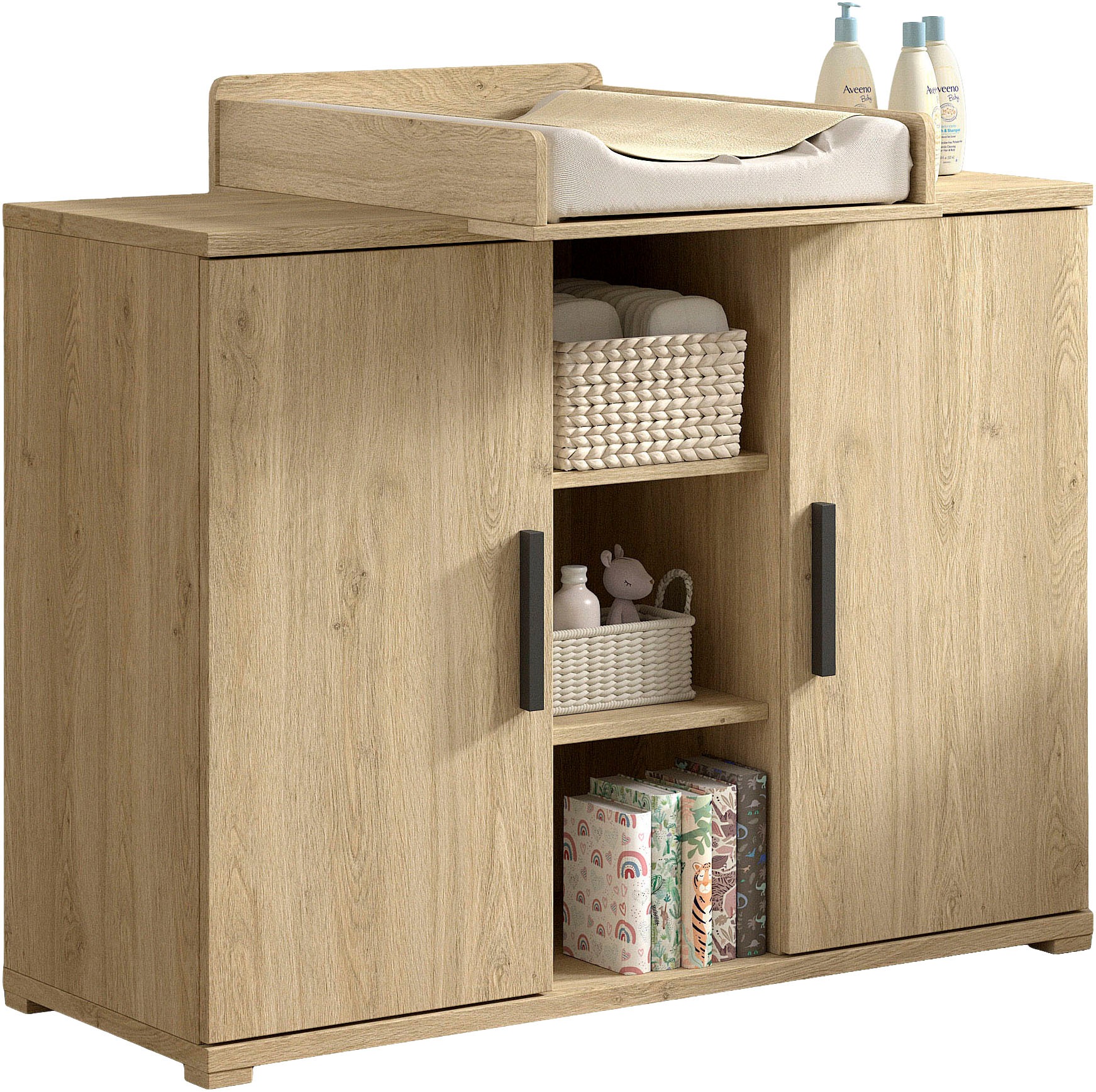 Thumbnail - Vipack Wickelkommode "SAM mit 2 Drehtüren u. offenen Fächern (Soft-Close) und viel Stauraum" bis 15 kg pflegeleichte Eic...