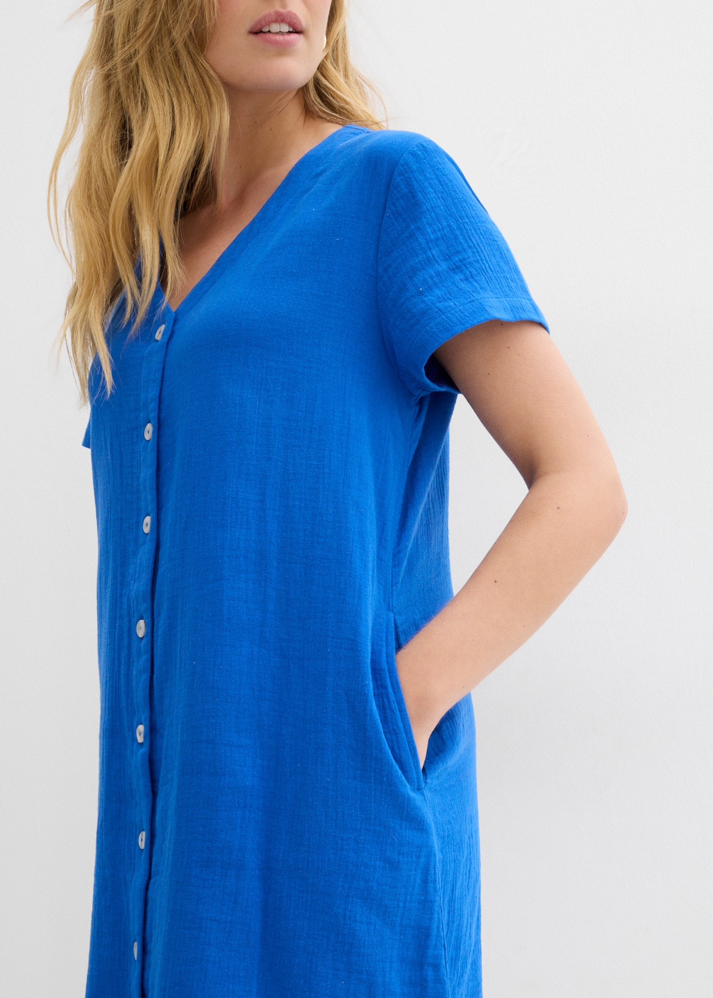 bonprix Blusenkleid aus Baumwolle, in A-Linie, mit seitlichen Eingriffstaschen