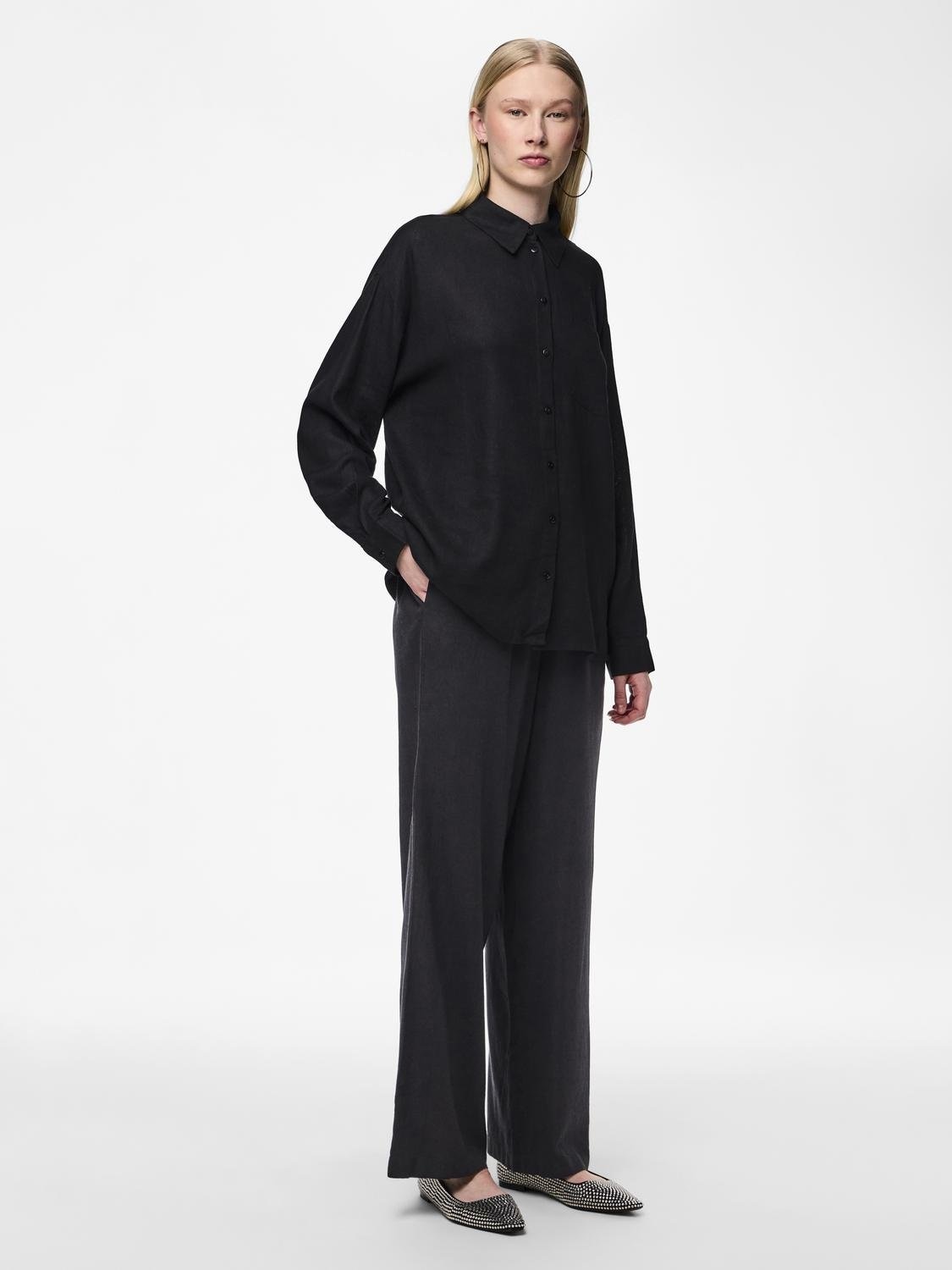 pieces Schlupfhose »PCPIA HW WIDE PANTS WVN NOOS«, Sommerhose, mit Leinen