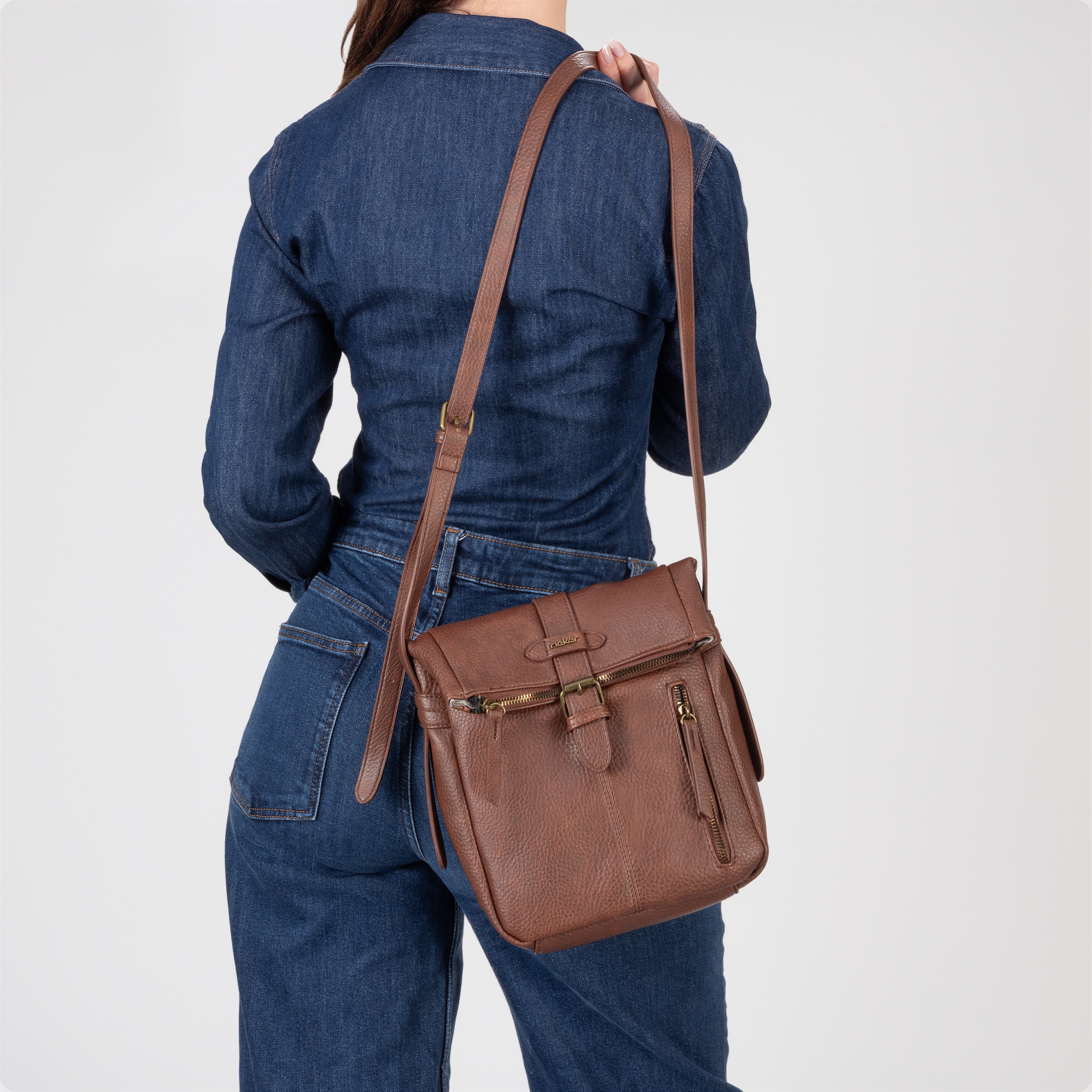 Rieker Damen-Handtasche, Schultertasche, Überschlag mit Schnallenverschluss