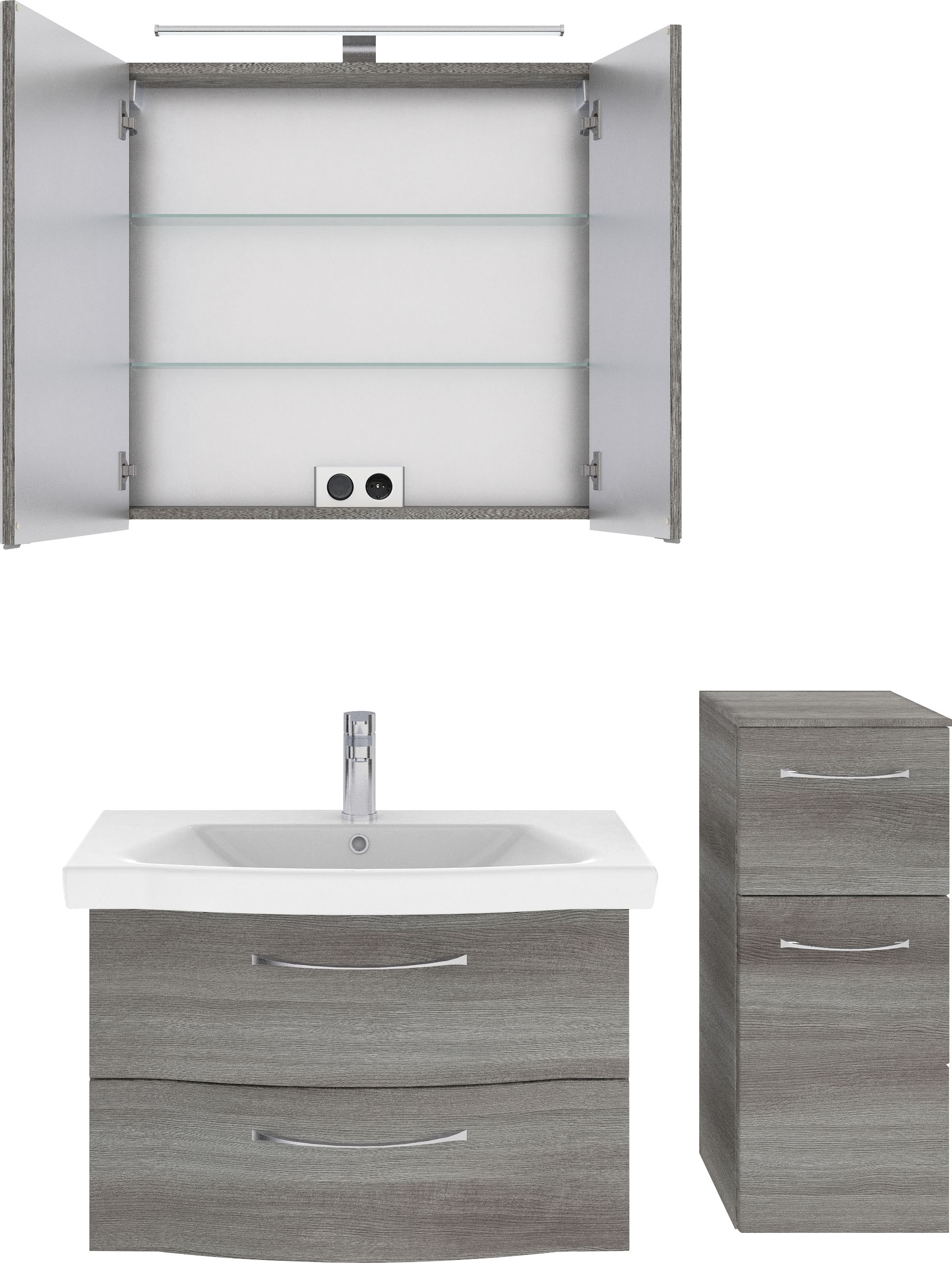 Thumbnail - Saphir Badmöbel-Set "6005 Sprint 3-teilig, Keramik-Waschtisch mit LED-Spiegelschrank" 4 Stk. tlg.