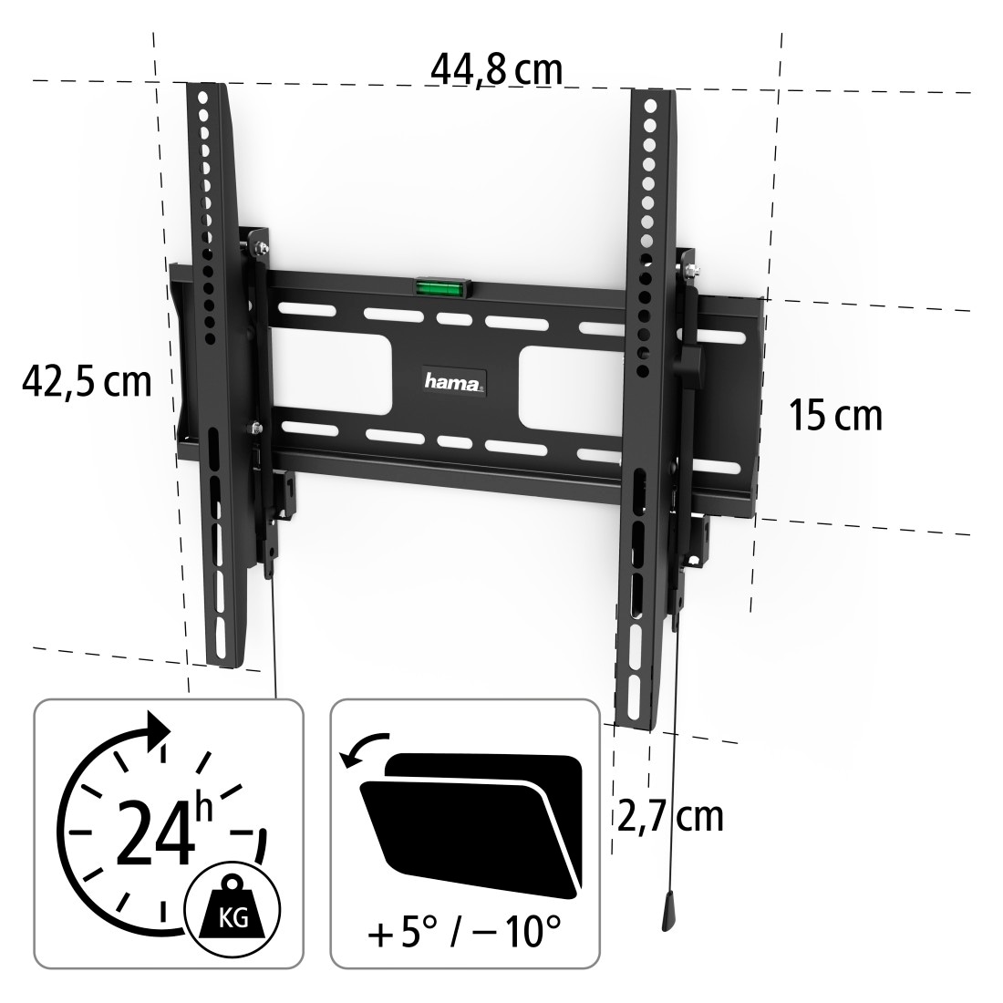 Hama TV-Wandhalterung »Wandhalterung (neigbar, 32"- 65", VESA 400x400)«, bis 165 cm Zoll, mit Diebstahlschutz