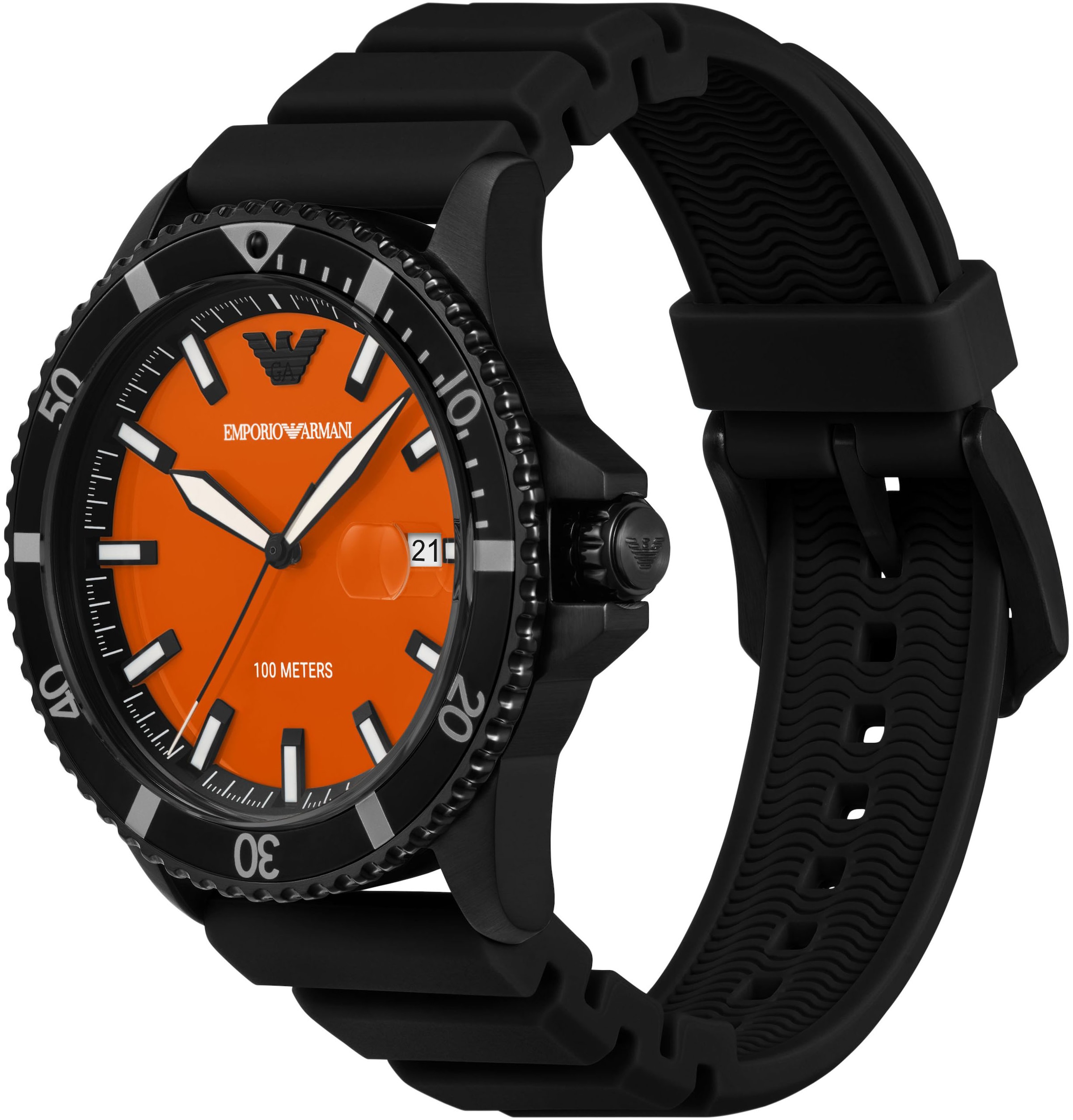 Emporio Armani Quarzuhr, Armbanduhr, Damenuhr, Herrenuhr, Silikonarmband, analog, Tag