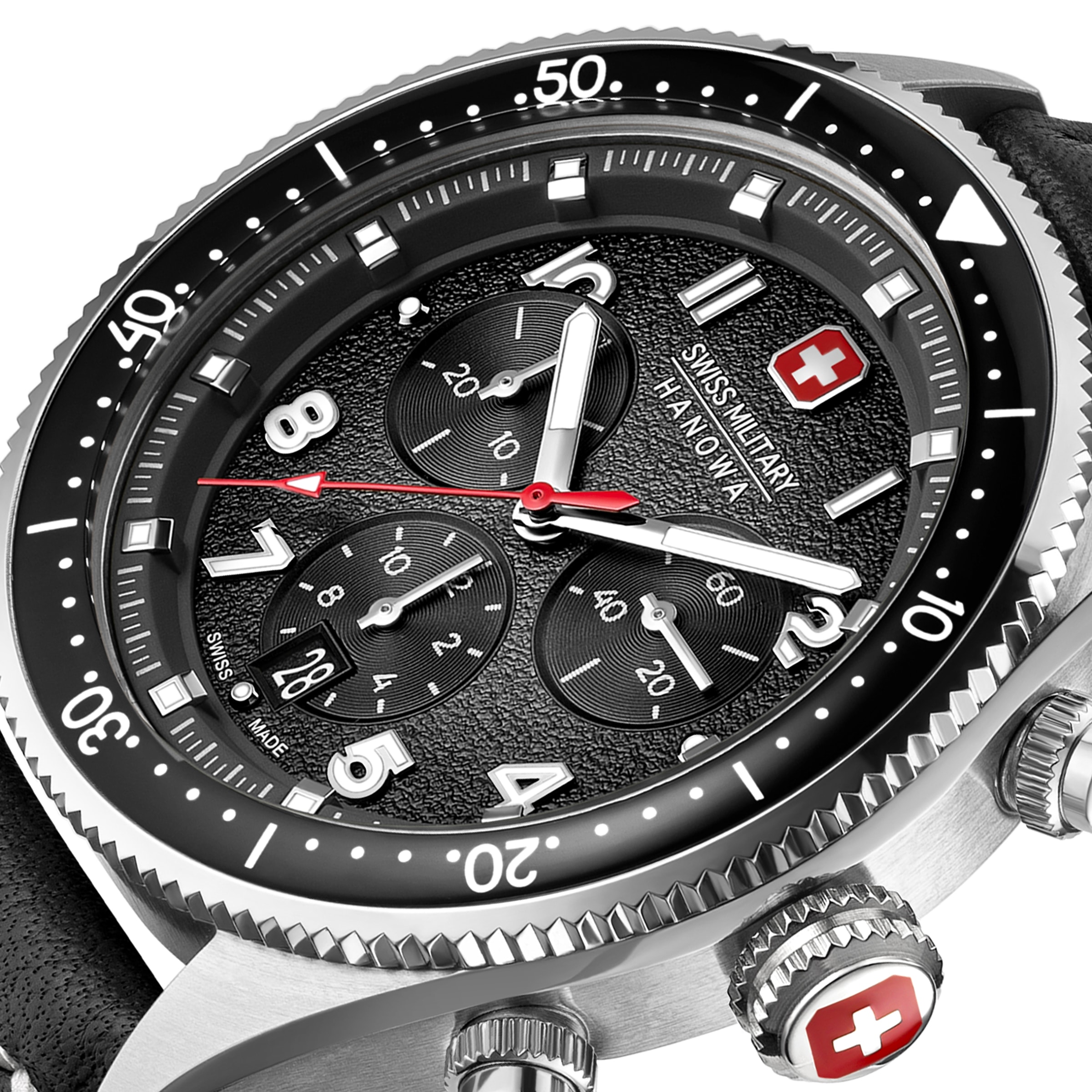 Swiss Military Hanowa Chronograph »Greyhound Chrono« Quarzuhr, Armbanduhr, Herrenuhr, Swiss Made, Lederarmband, analog, Tag