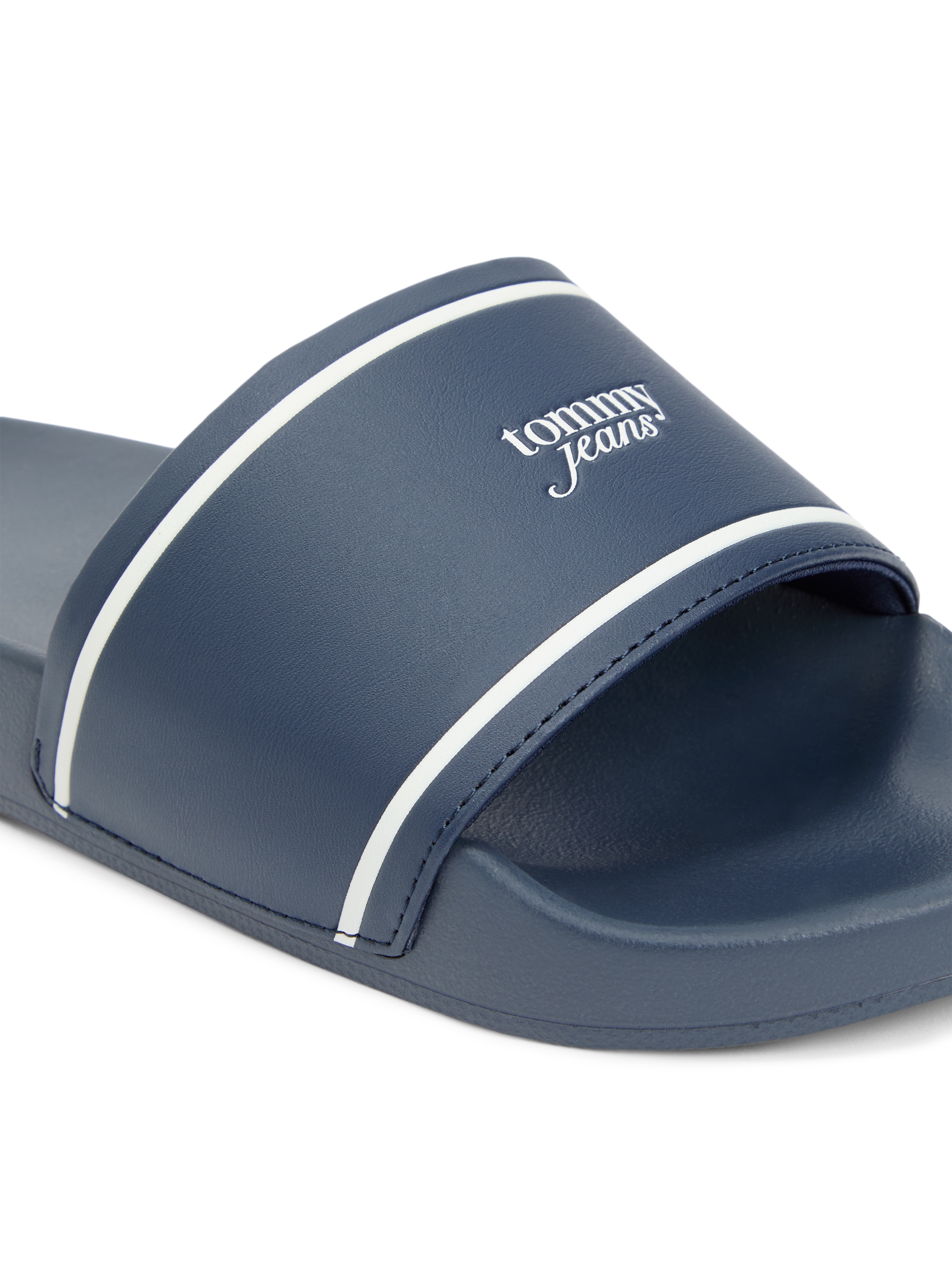 Tommy Jeans Badepantolette »TJW POOLSLIDES«  Strandschuh, Pantolette, Flat mit Kontraststreifen