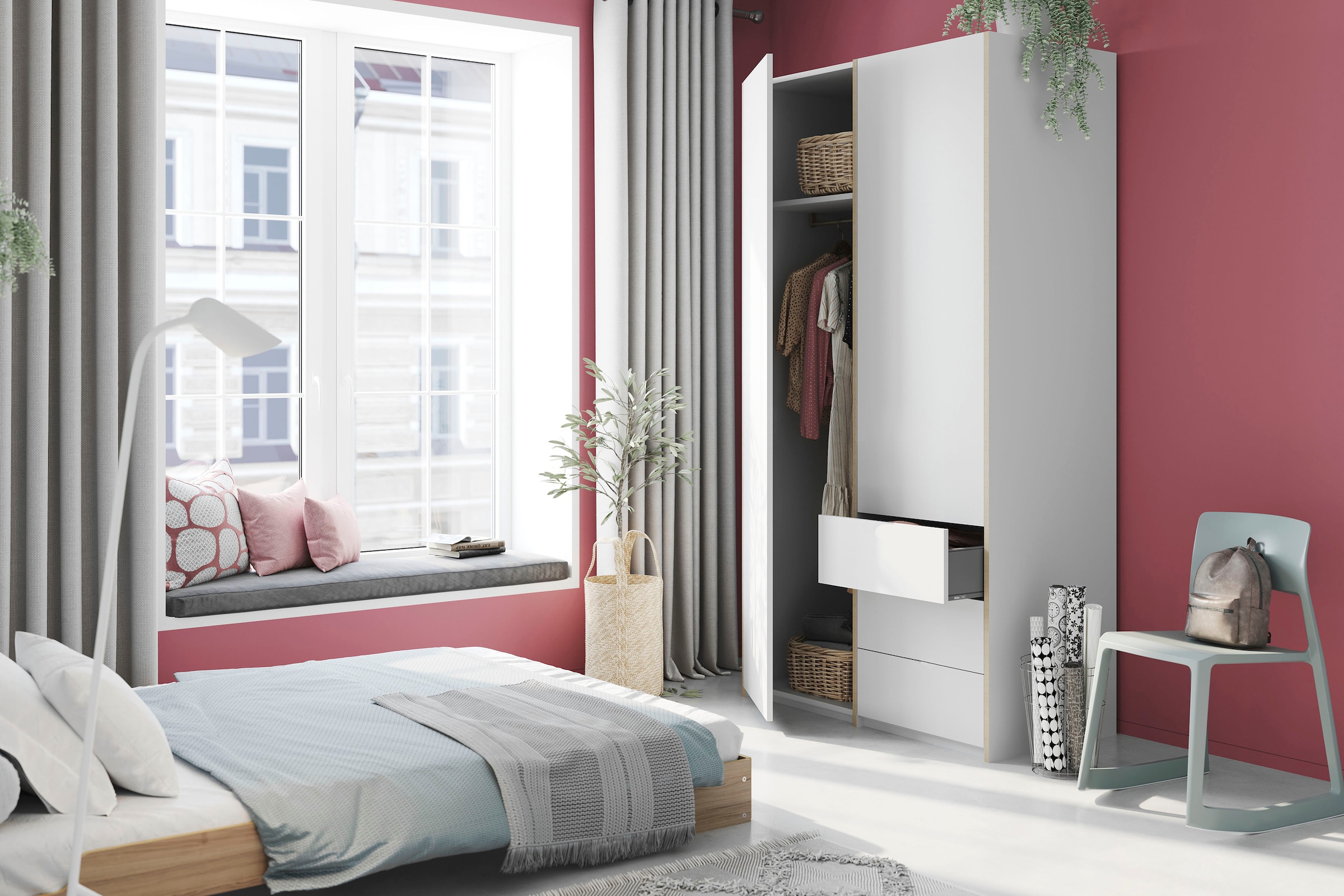 Müller SMALL LIVING Kleiderschrank »Modular Plus Variante 2«, Inklusive 3 kleiner Schubladen unten rechts