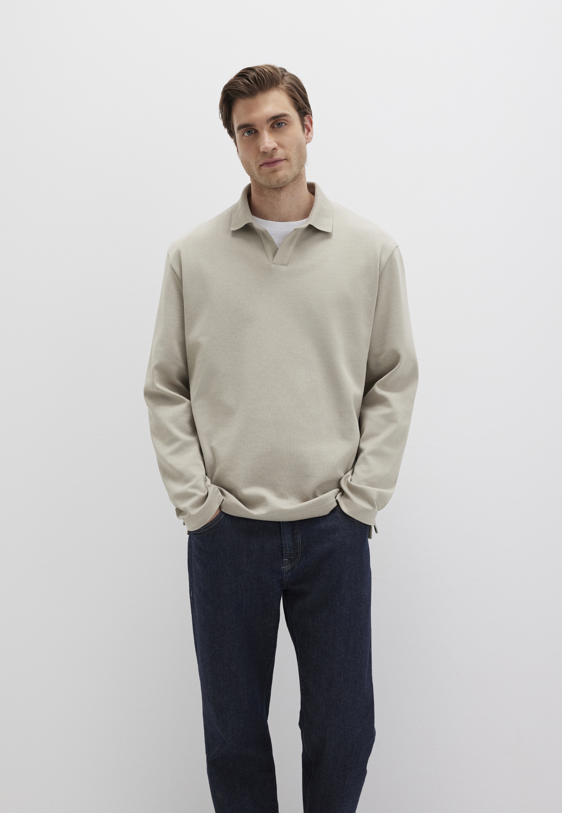 Thumbnail - Mavi Poloshirt "LONG SLEEVE JERSEY" Premium Sweatshirt