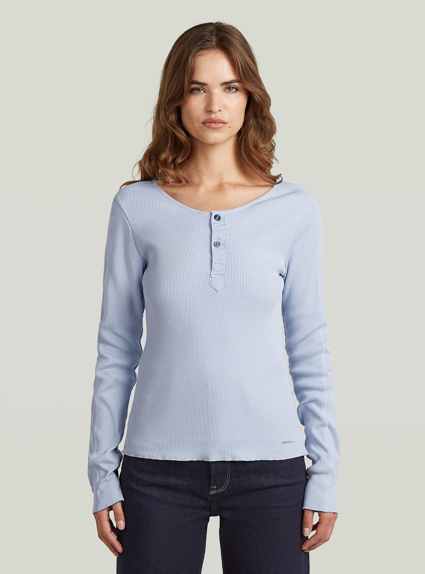 G-STAR T-Shirt "Slim Henley Long Sleeve T-Shirt" günstig online kaufen