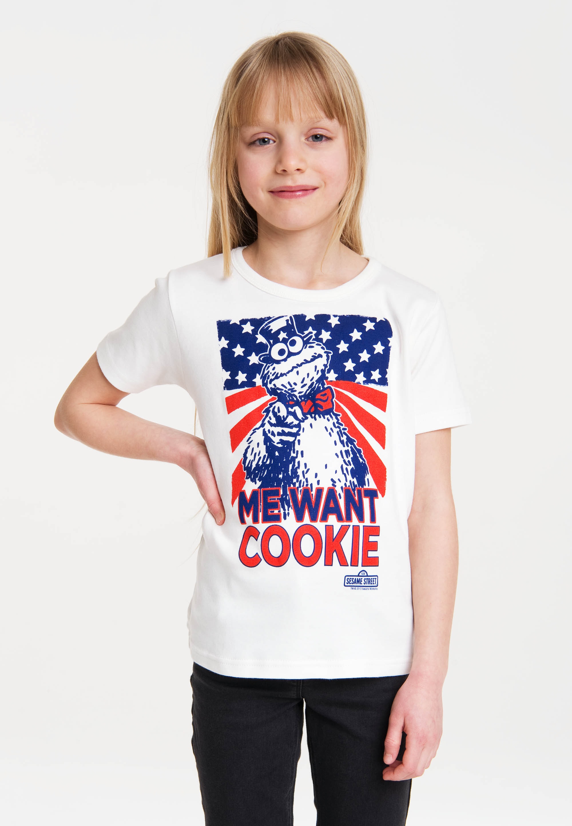LOGOSHIRT T-Shirt »Cookie Monster kaufen Cookie«, coolem | Want BAUR - mit Me Krümelmonster-Frontdruck
