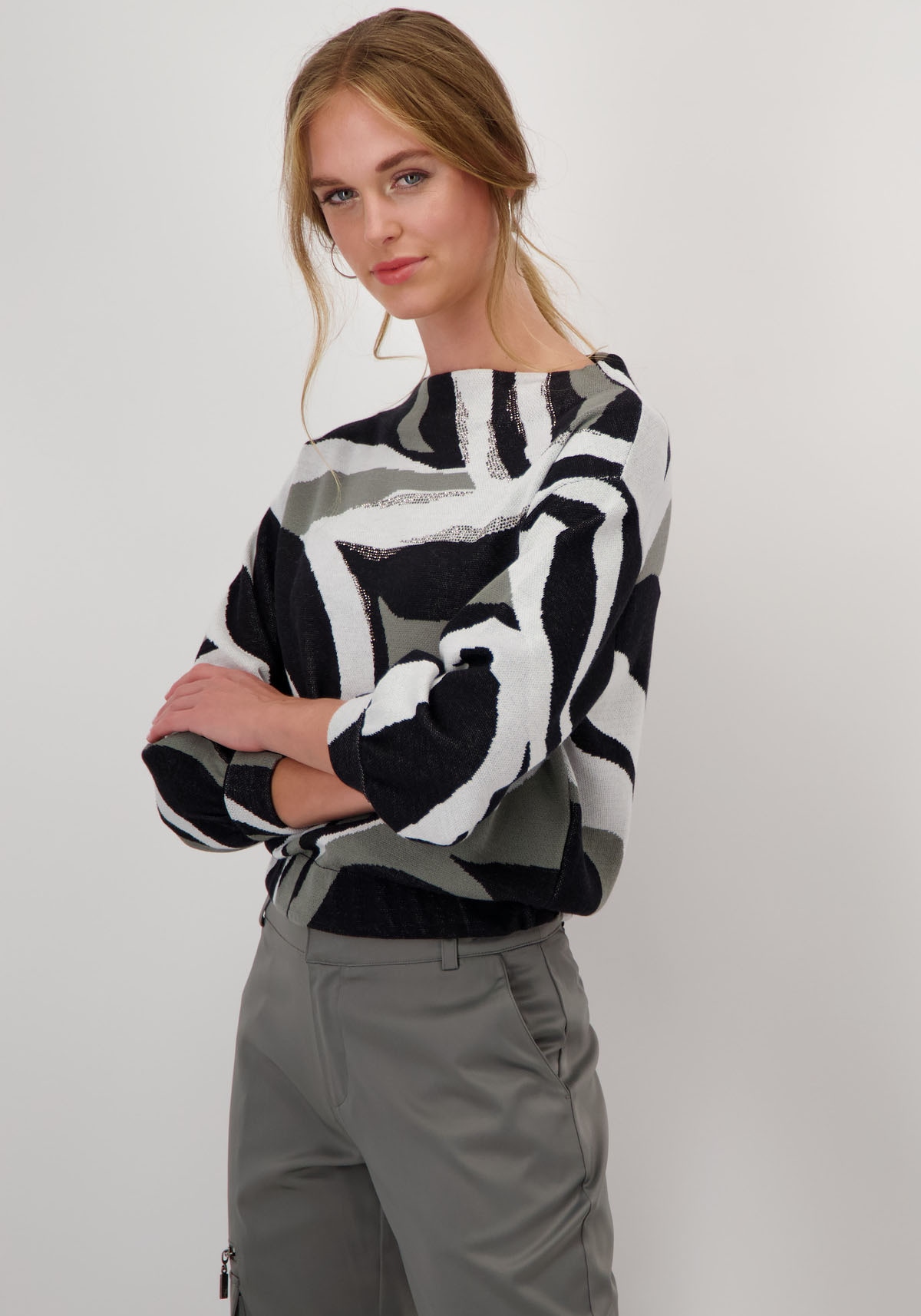 Monari Strickpullover, mit Alloverprint
