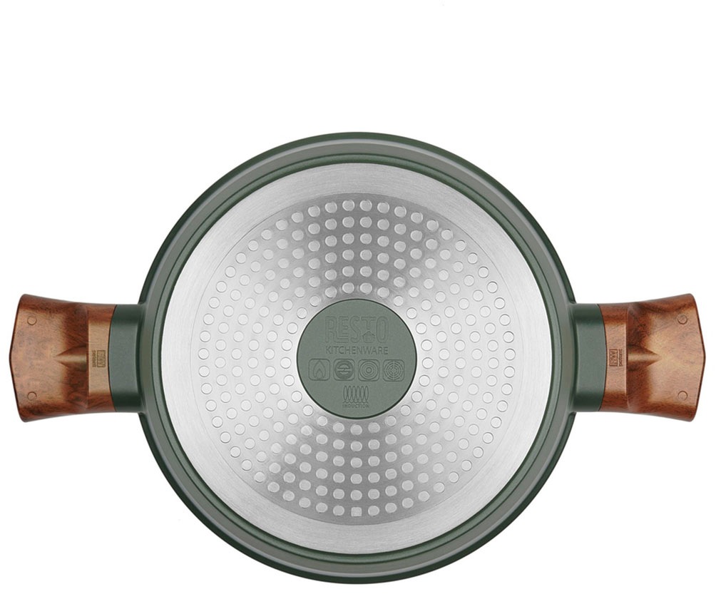RESTO Kitchenware Kochtopf »Sadr, Bratentopf antihaftbeschichtet, im Geschenkkarton«, Aluminiumguss, (2 tlg.), inkl. Glasdeckel mit Silikonrand und integrierten Abgießlöchern