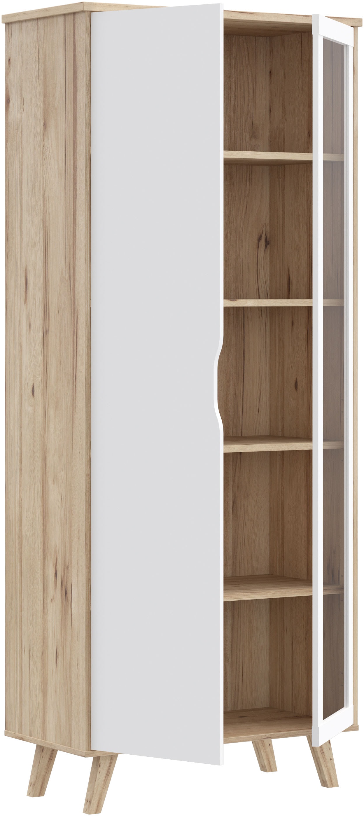 FORTE Vitrine »Vankka Stauraumvotrine«, (B/H/T 84,7/201,5/41,7 cm), Glastüre, Grifflos, zeitloses Design