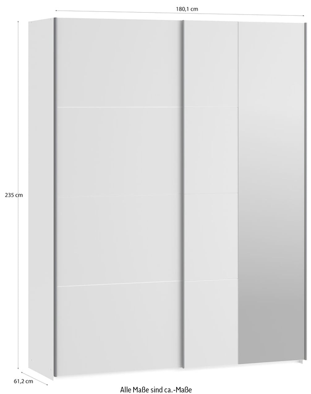 FORTE Schwebetürenschrank »Fittio. Made in Europe, 2 Schiebetüren, modernes Design«, Höhe 2,35 mtr, stehende Montage, Spiegel