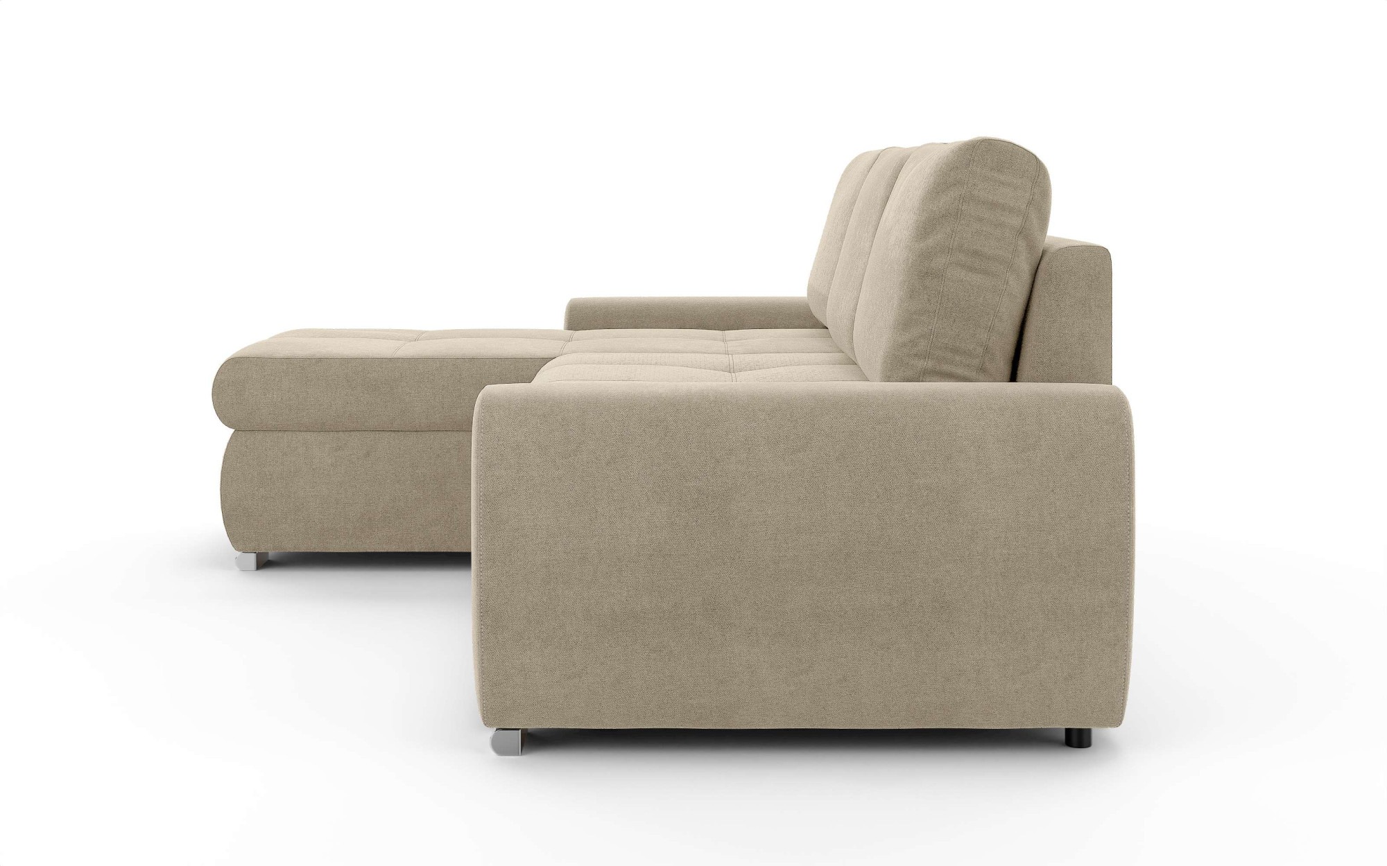 INOSIGN Ecksofa »HAVERHILL Schlafsofa mit Bettkasten, Maße B/H/T: 237/89/166 cm«, L-Form mit Recamiere links oder rechts bestellbar, Wellenunterfederung