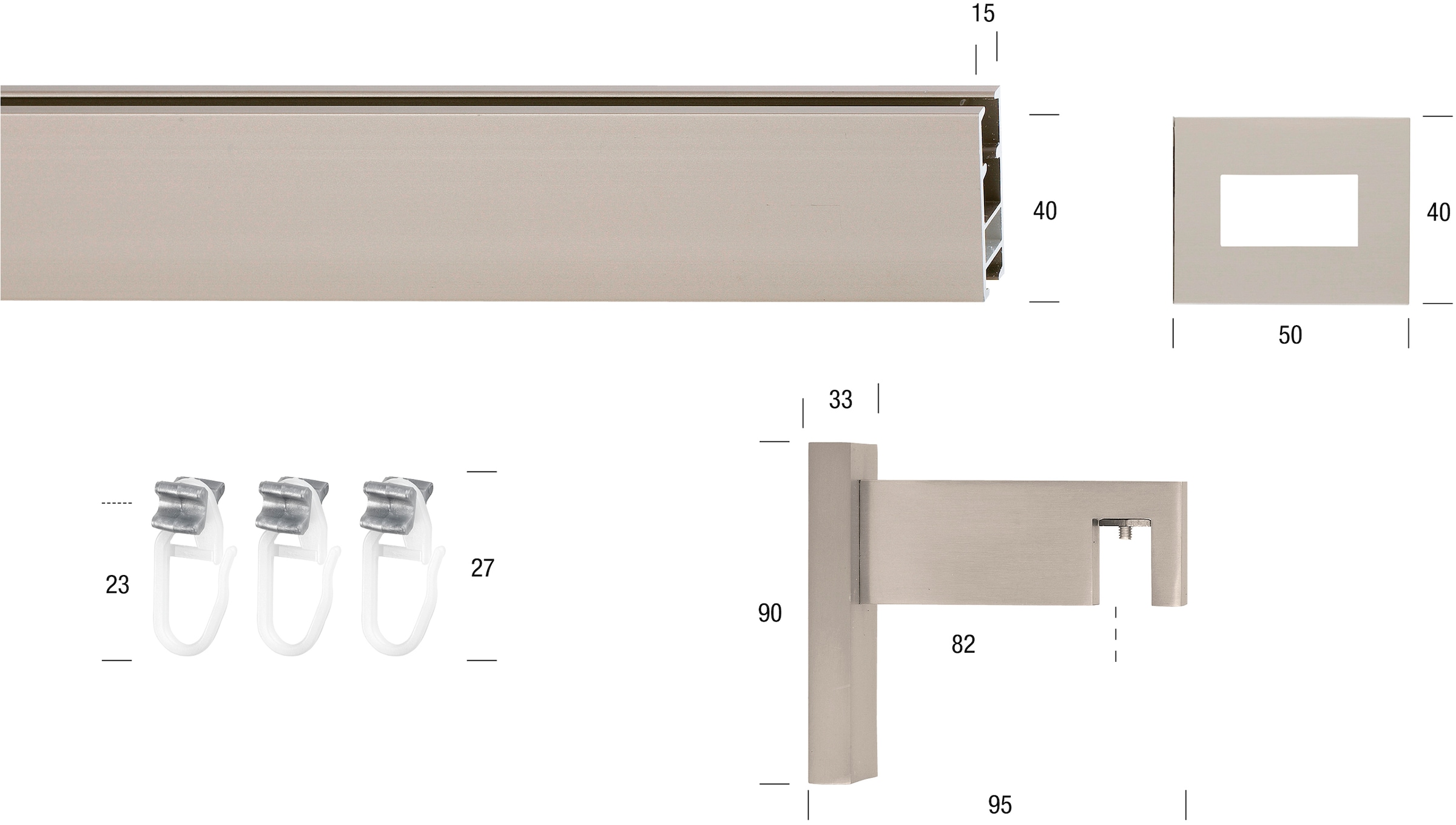 GARESA Gardinenstange »FLAT«, 1 läufig-läufig, Wunschmaßlänge, Rechteckprofil, Wandmontage, perfekter Lauf, modern, verlängerbar