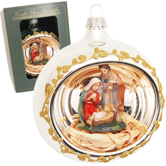 Krebs Glas Lauscha Weihnachtsbaumkugel »mungeblasene Reflex-Glaskugel mit  filigraner Krippenfigur, Ø ca. 8 cm«, (1 St.), Weihnachtsdeko,  Christbaumschmuck, Christbaumkugeln aus Glas | BAUR