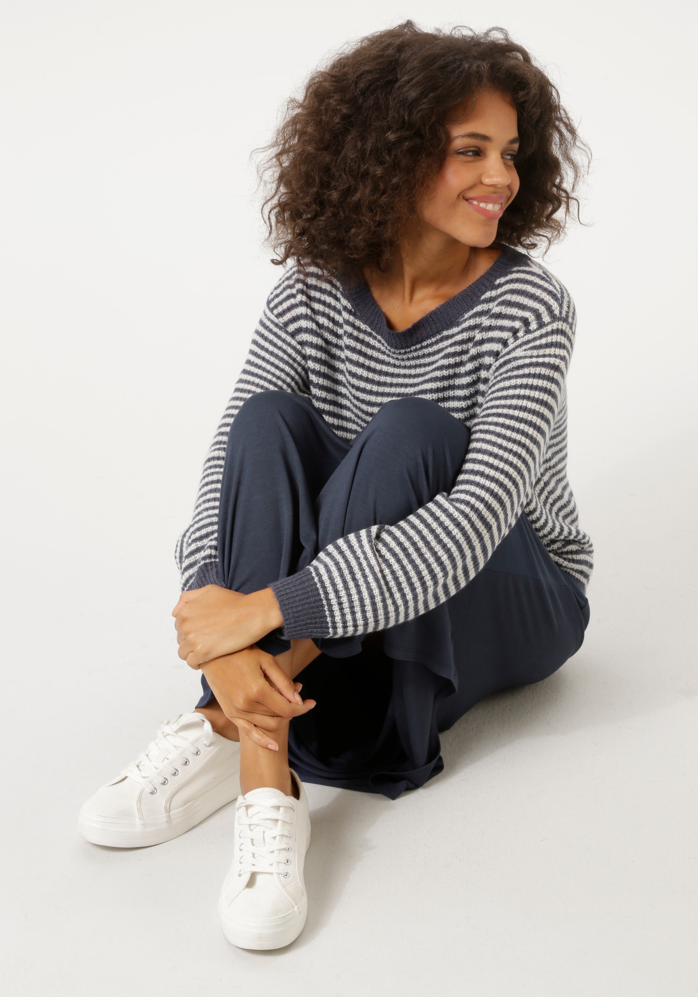 Aniston CASUAL Strickpullover im maritimen Ringel-Dessin - NEUE KOLLEKTION