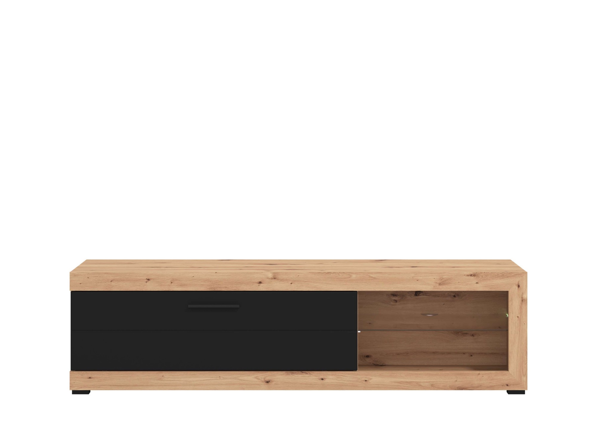 Home affaire Lowboard "Remo TV-Kommode, Breite 160 cm, Höhe 45 cm, offenes Fach mit Glasboden" Wahlweise mit oder ohne LED-Beleuchtung, 1 Klappe, 1 offenes Fach