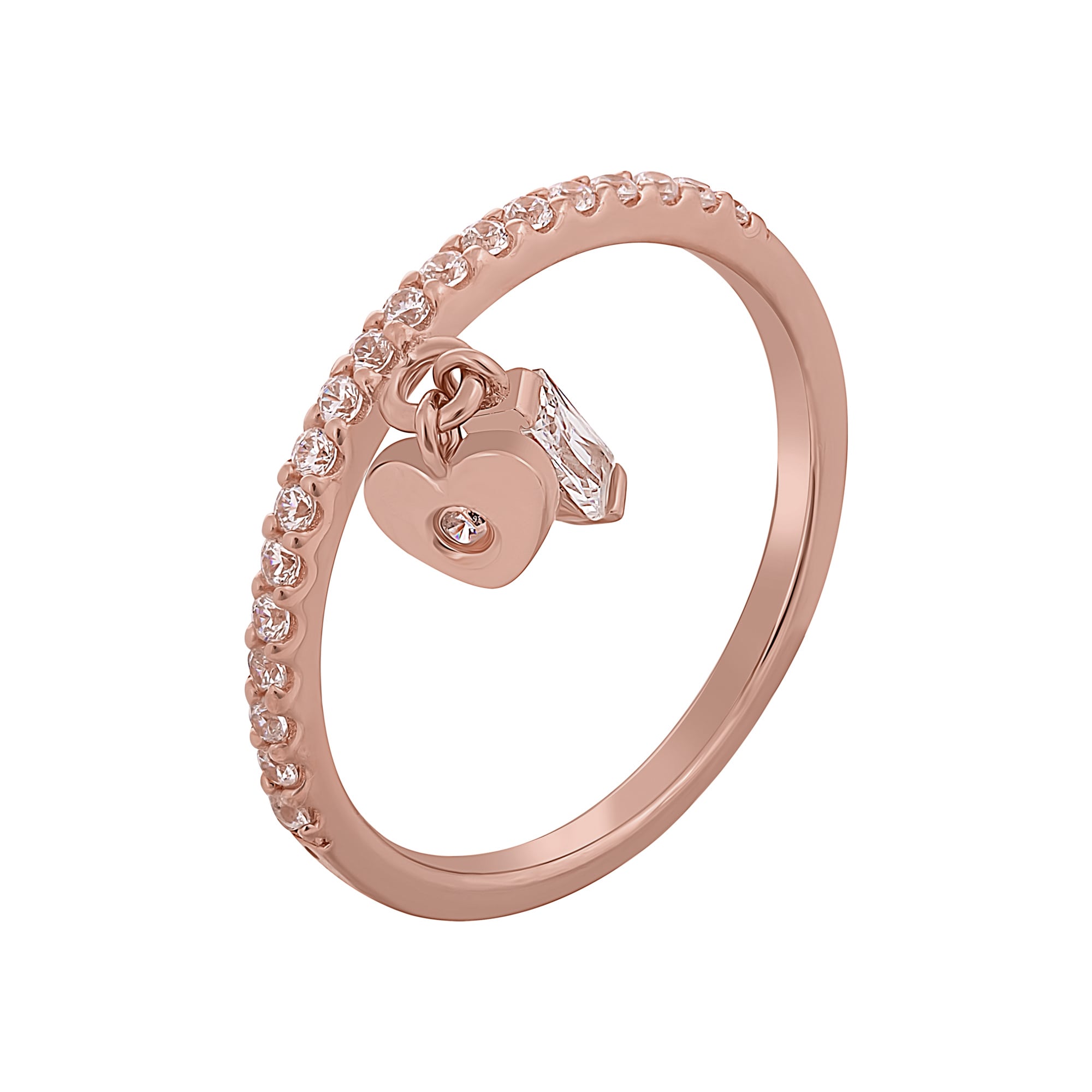 CAÏ Fingerring »925 Silber rosévergoldet mit Anhängern Herz Zirkonia«