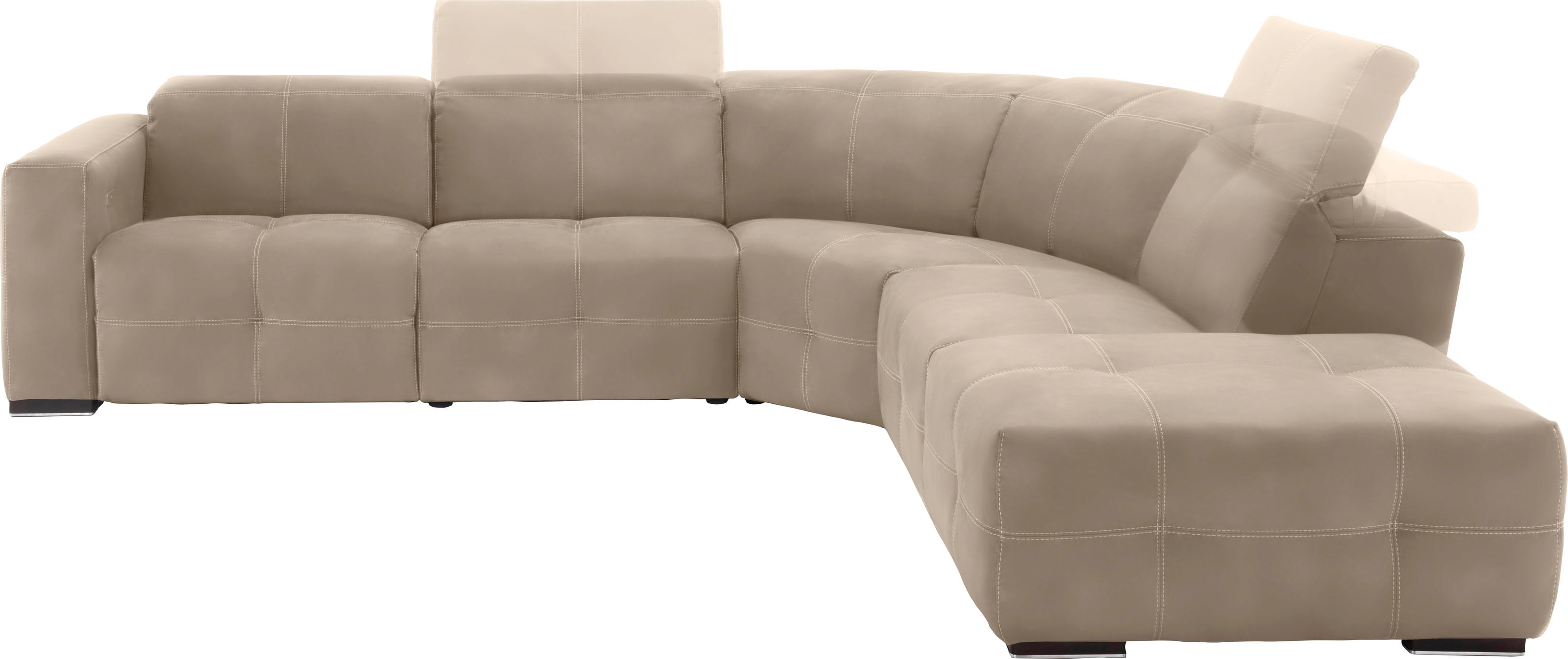 Egoitaliano Ecksofa "Sauvanne, Designsofa der Extraklasse, elegant und bequem, L-Form" wahlweise mit elektrischer Relaxfunktion, Kopfteilverstellung