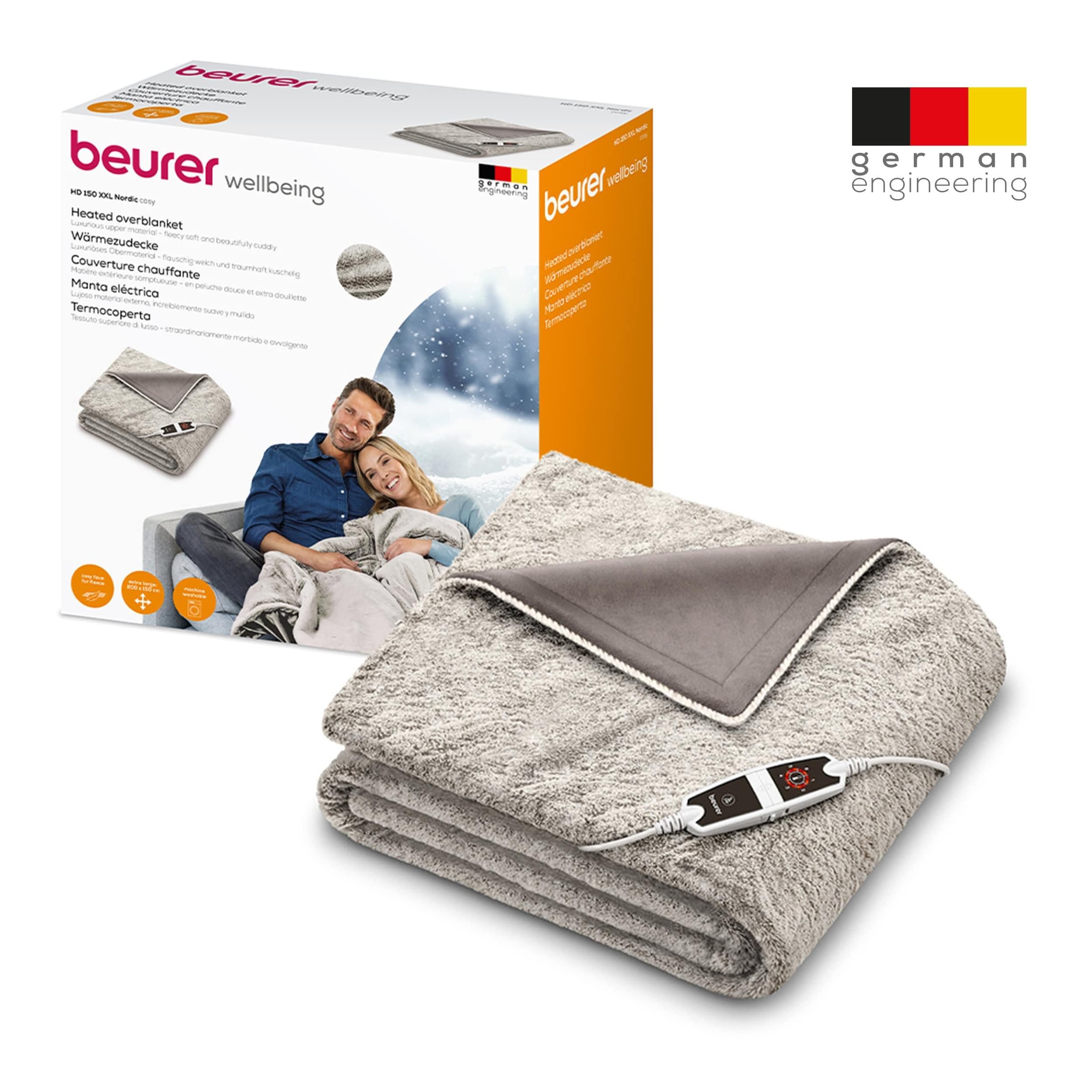 BEURER Heizdecke »Beurer HD 150 Heizdecke XXL taupe, elektrische Kuscheldecke«, 6 Temperaturstufen, kuscheliges Material, maschinenwaschbar