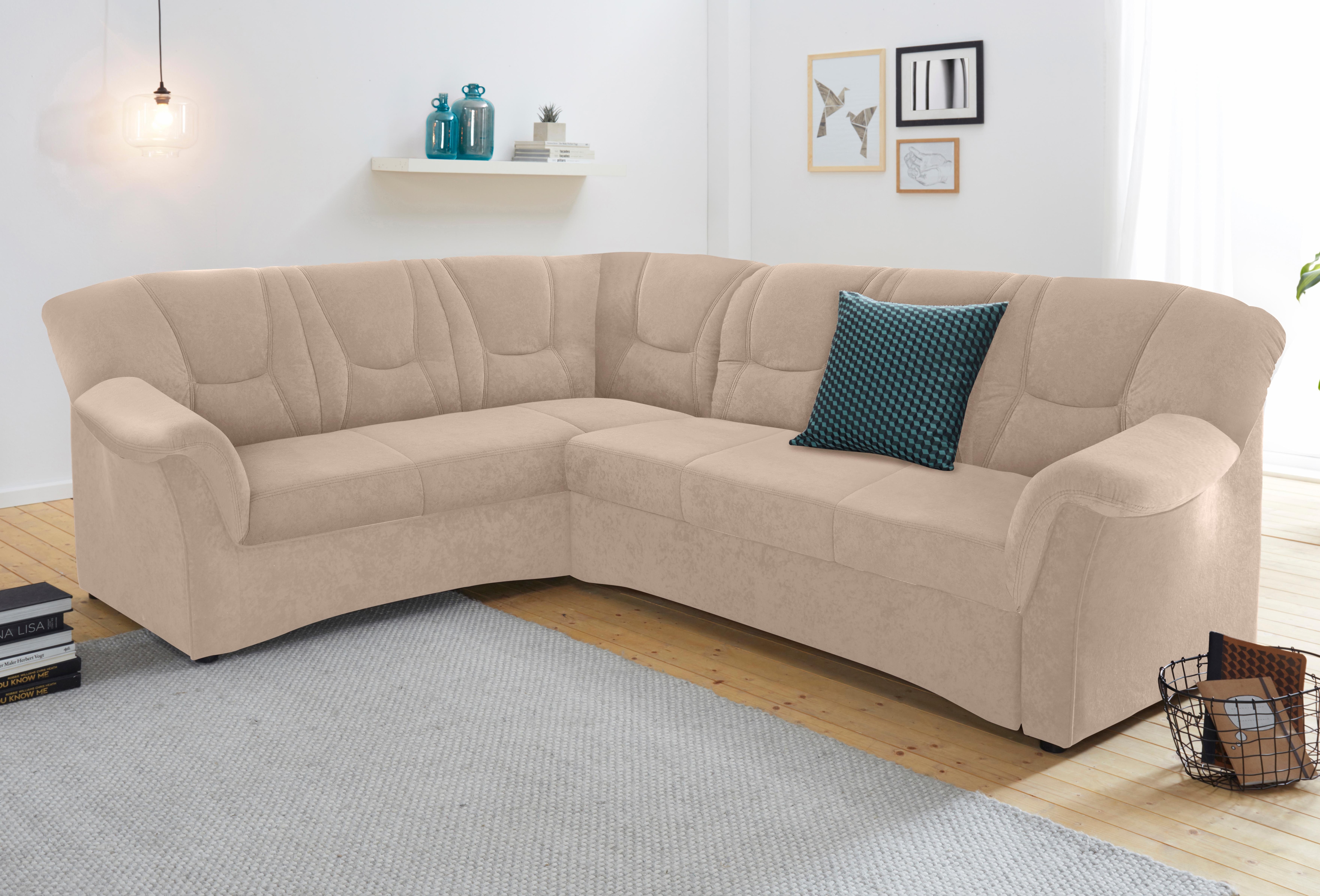 DOMO collection 1100000002199 "SARAFINA 240x190 cm, auch mit Federkern für mehr Sitzkomfort" whlw. mit Bettfunktion, elegantes Design, L-Form