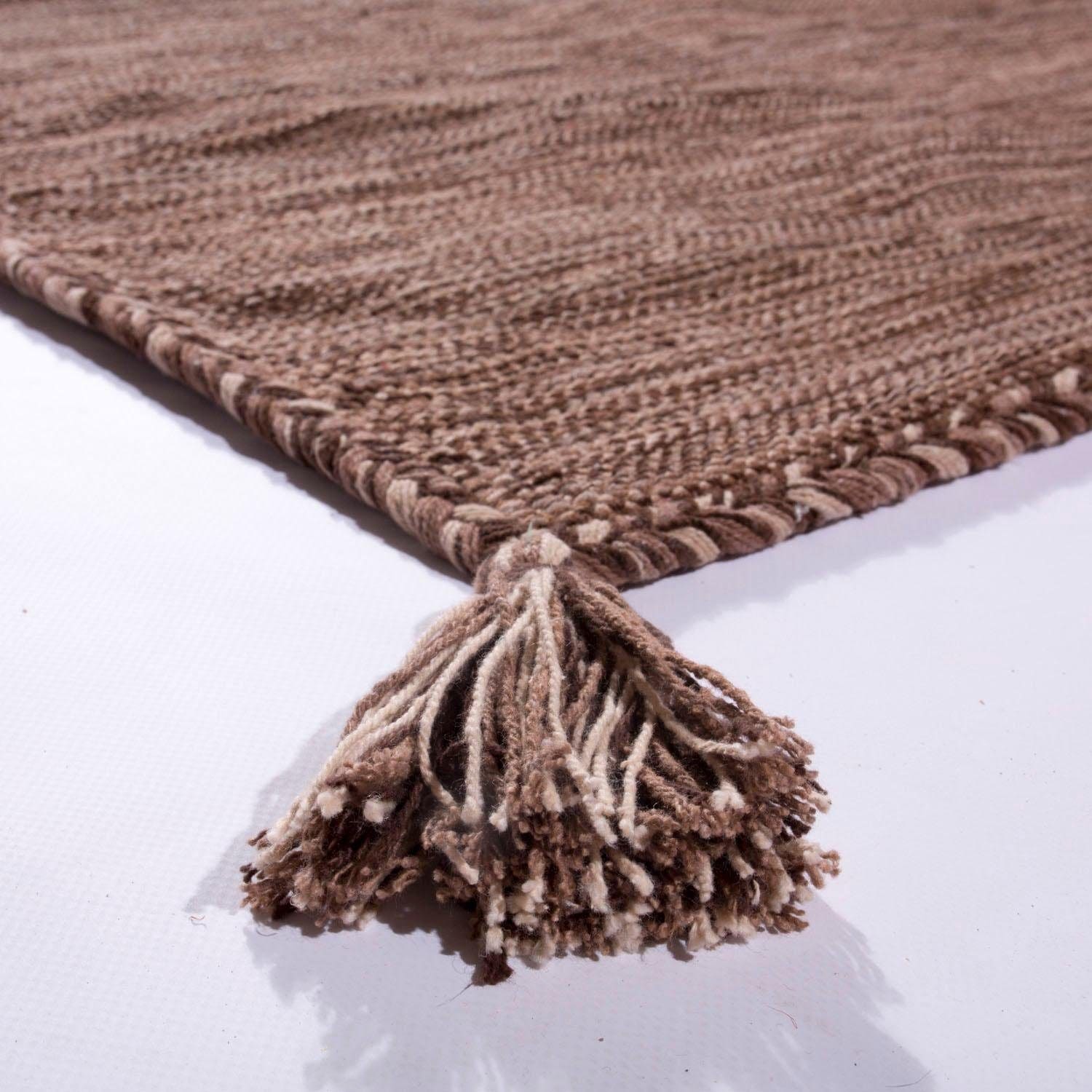 Paco Home Teppich »Kilim 210«, rechteckig, 12 mm Höhe, Handgwebt, Flachgewebe, reine Baumwolle, handgewebt, Uni Farben