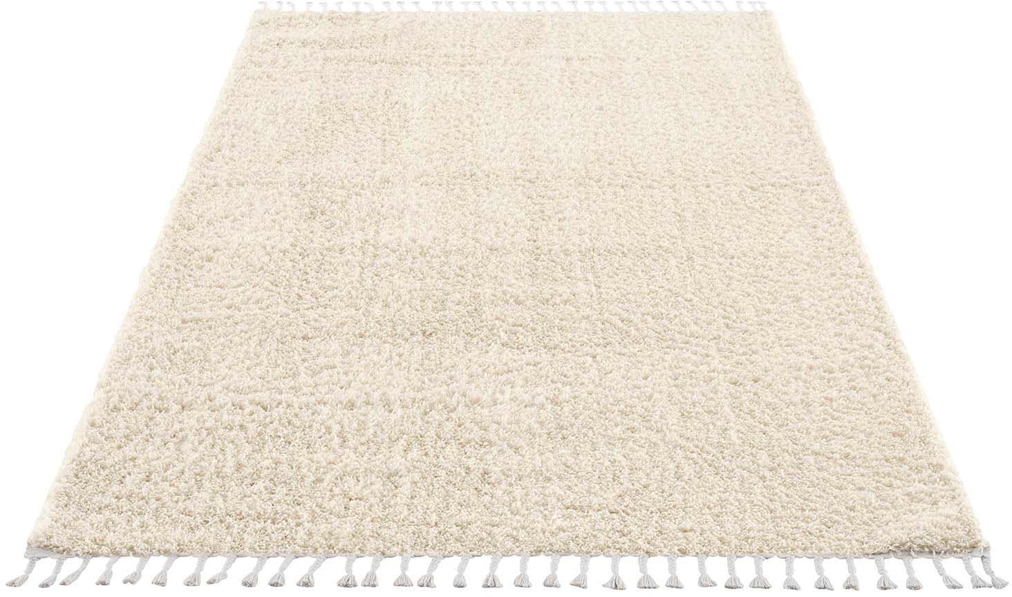 Carpet City Hochflor-Teppich »Pulpy 100«, rechteckig, sehr weich, mit Fransen, uni, viele Größen, Wohnzimmer, Schafzimmer