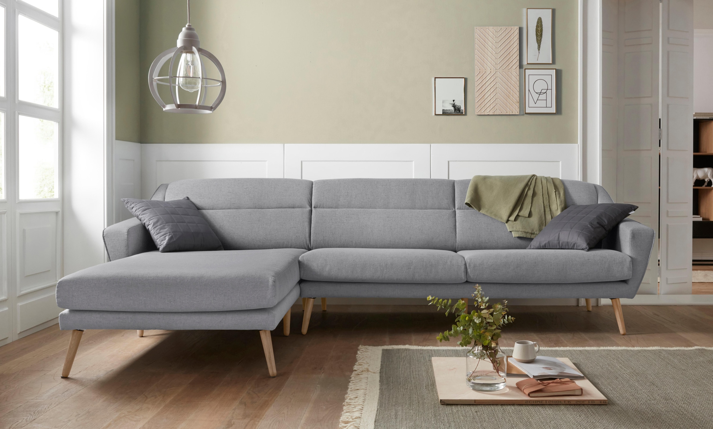 OTTO home Ecksofa "Bille L-Form" mit Naht im Rückenkissen und Beinen aus Ei günstig online kaufen