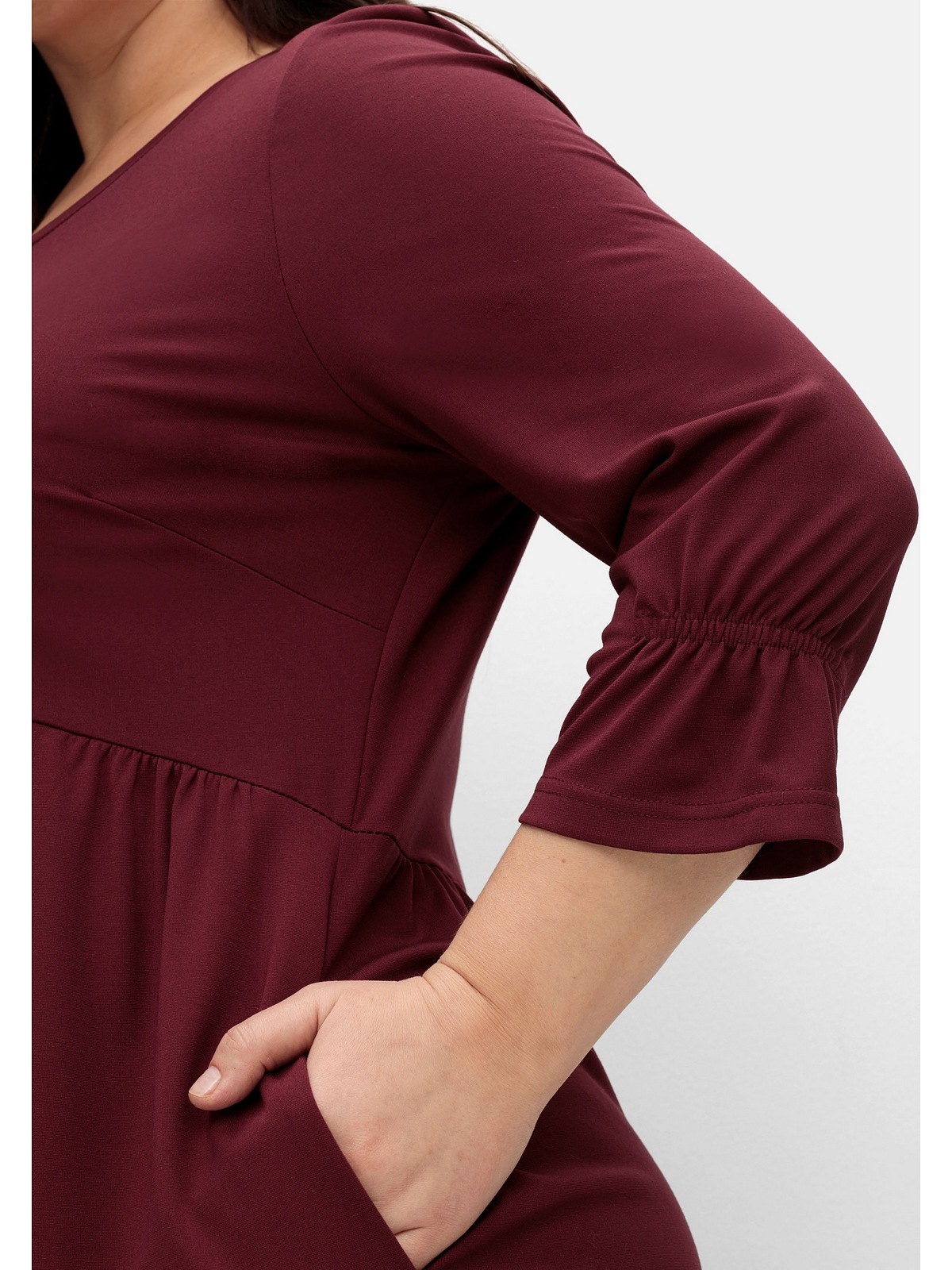 Sheego Shirtkleid »Große Größen«, mit gerafften 3/4-Ärmeln für kaufen | BAUR