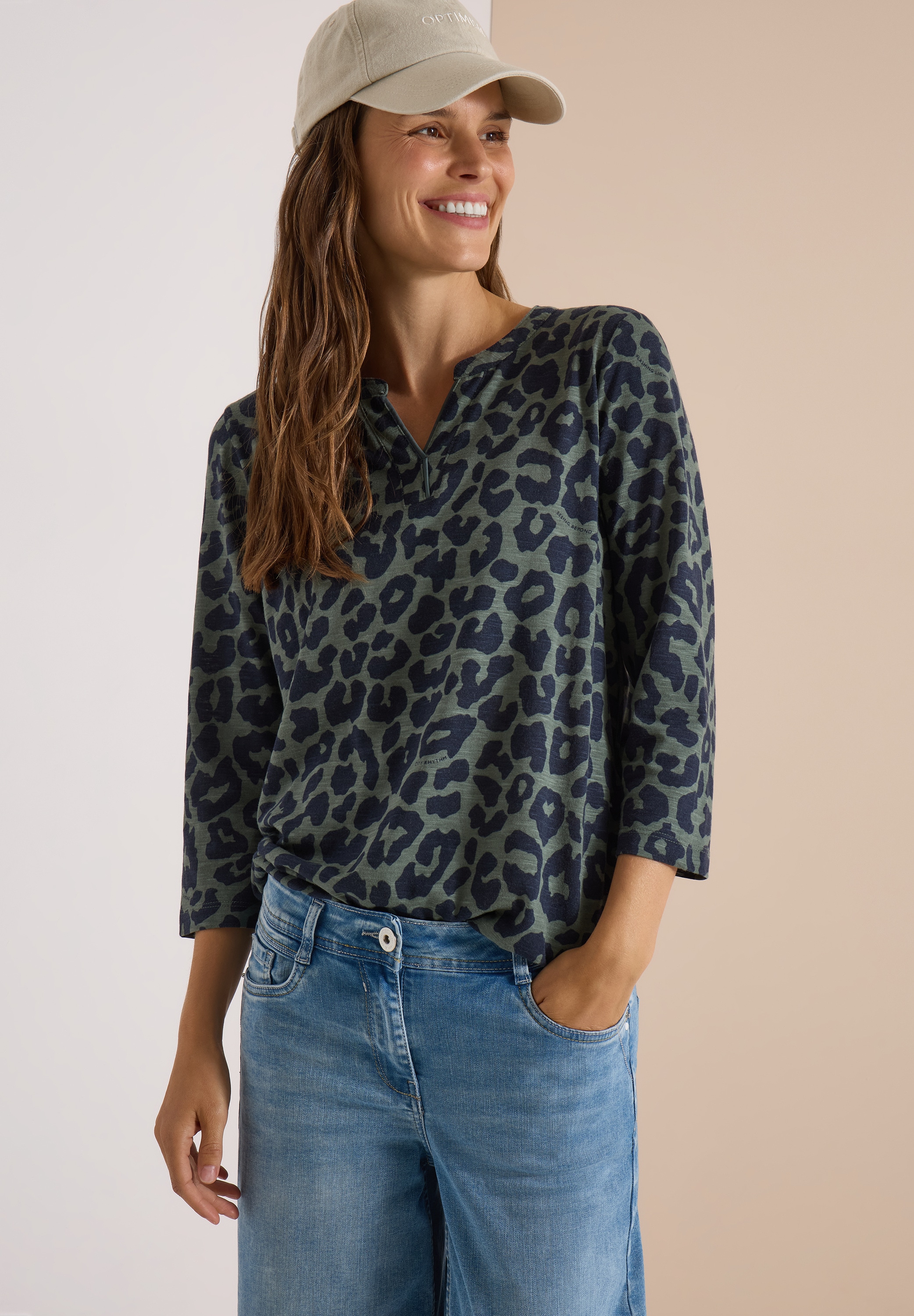 Cecil Print-Shirt Versetzter V-Ausschnitt mit Passe