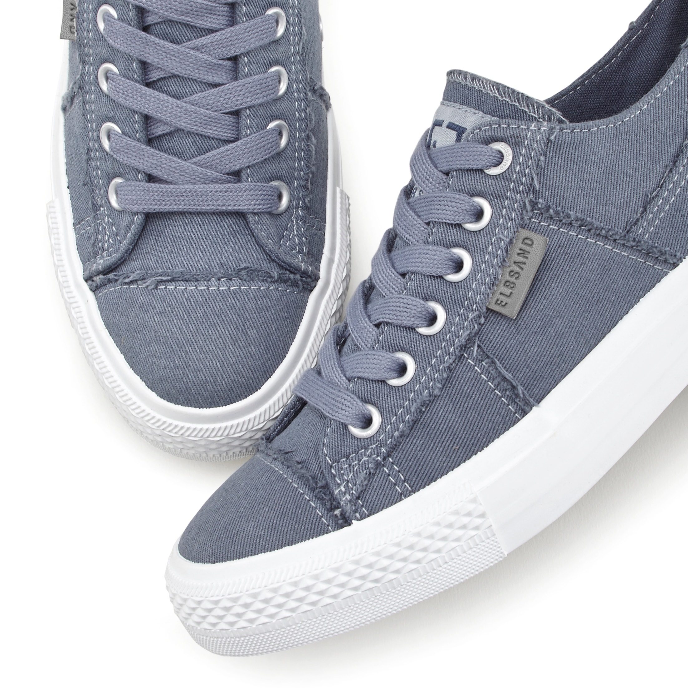Sneaker ELBSAND "Schnürschuh, Stoffschuhe, Textilschuhe, Turnschuh, Freizeitschuh", Damen, Gr. 35, blau, Obermaterial: 100% Textilmaterial. Decksohle: 100% Textilmaterial. Futter: 100% Textilmaterial. Laufsohle: 100% Synthetik, unifarben, used, Schuhe Sne 3