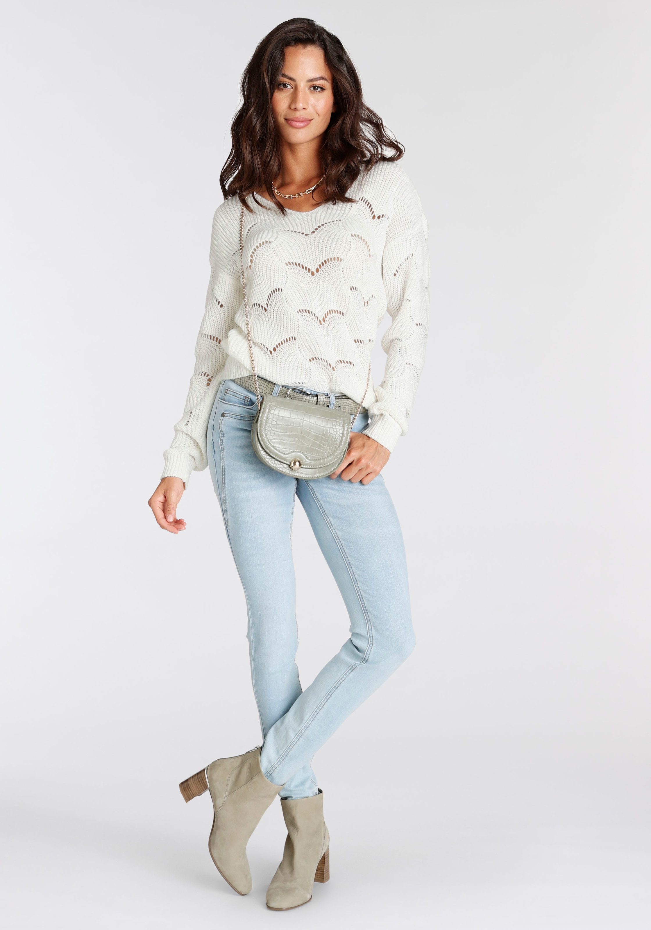 Laura Scott Strickpullover, mit modischem Strickmuster