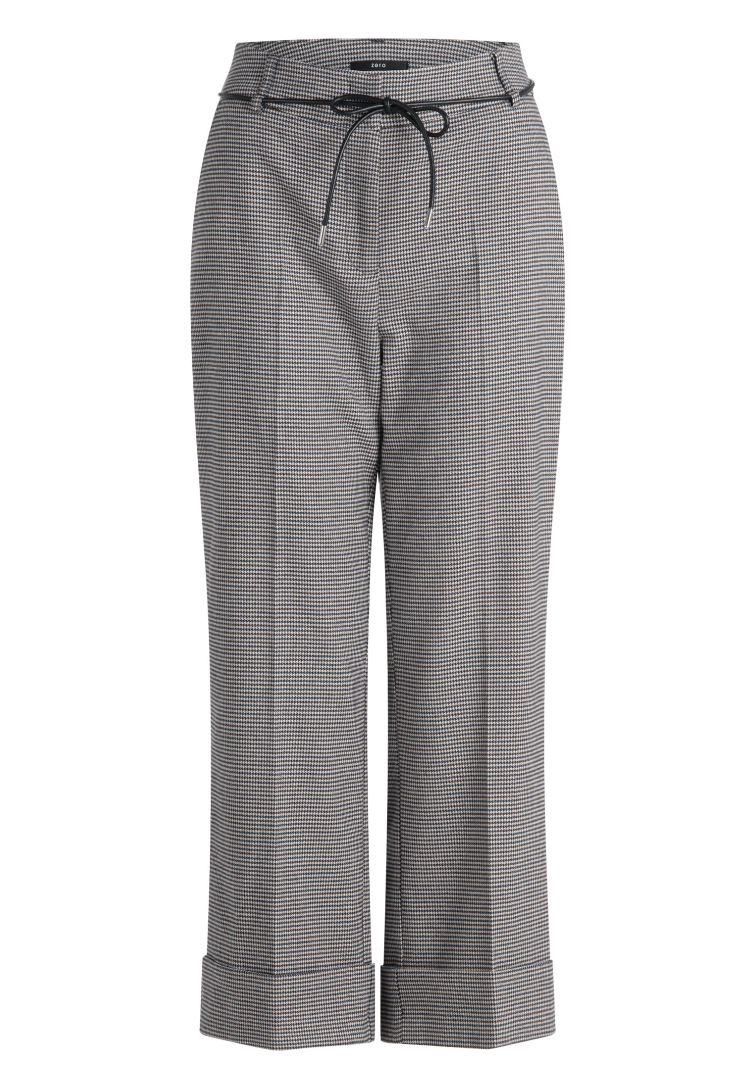 Zero Stoffhose »zero Damen Hose kariert mit Umschlag«, Gürtel