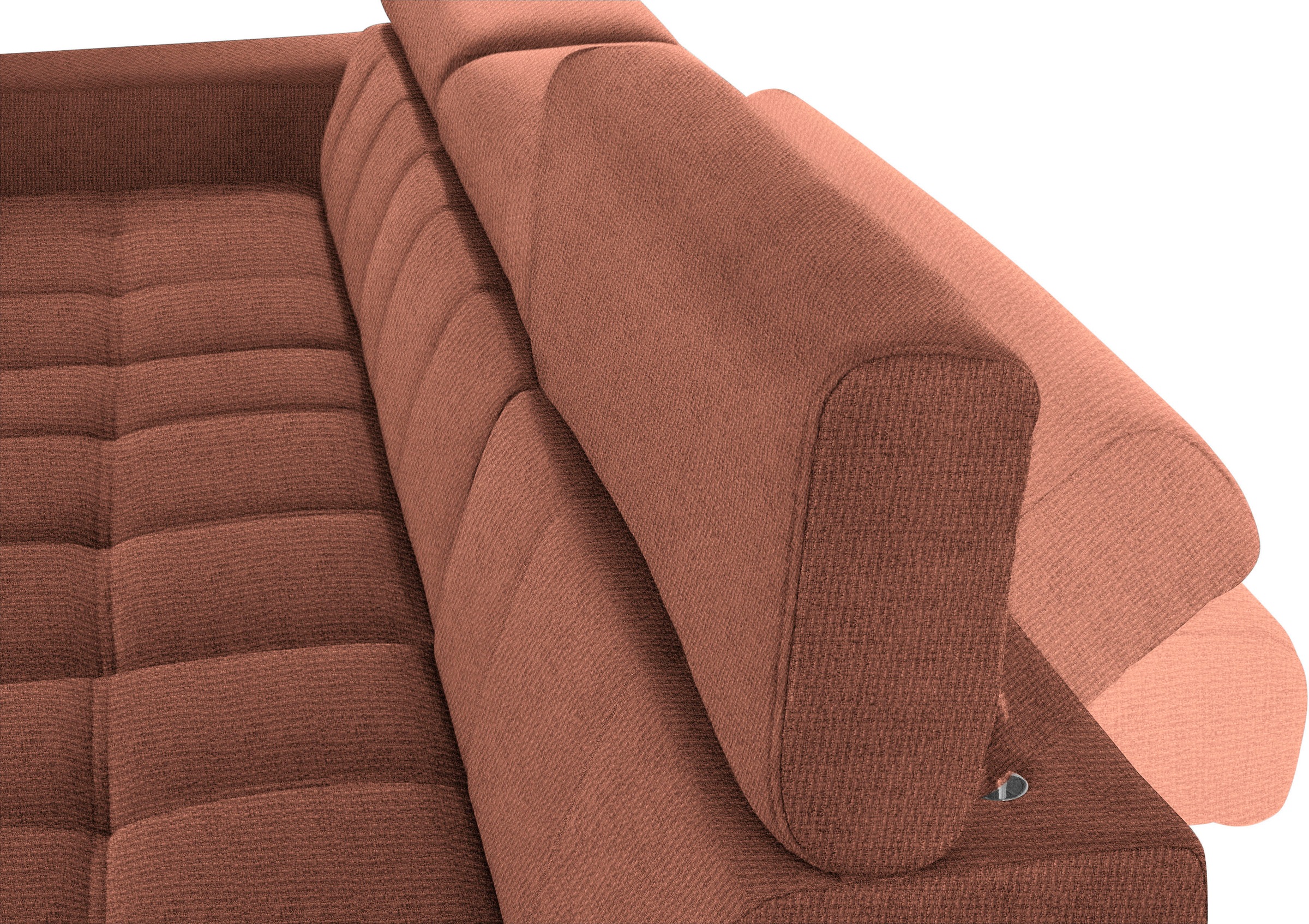 DOMO collection Ecksofa »Cunelli tolle Sitznähte als Designelement, fester Sitzkomfort, L-Form«, wahlweise mit 6-fach verstellbarer Kopfteilverstellung, bodenfrei