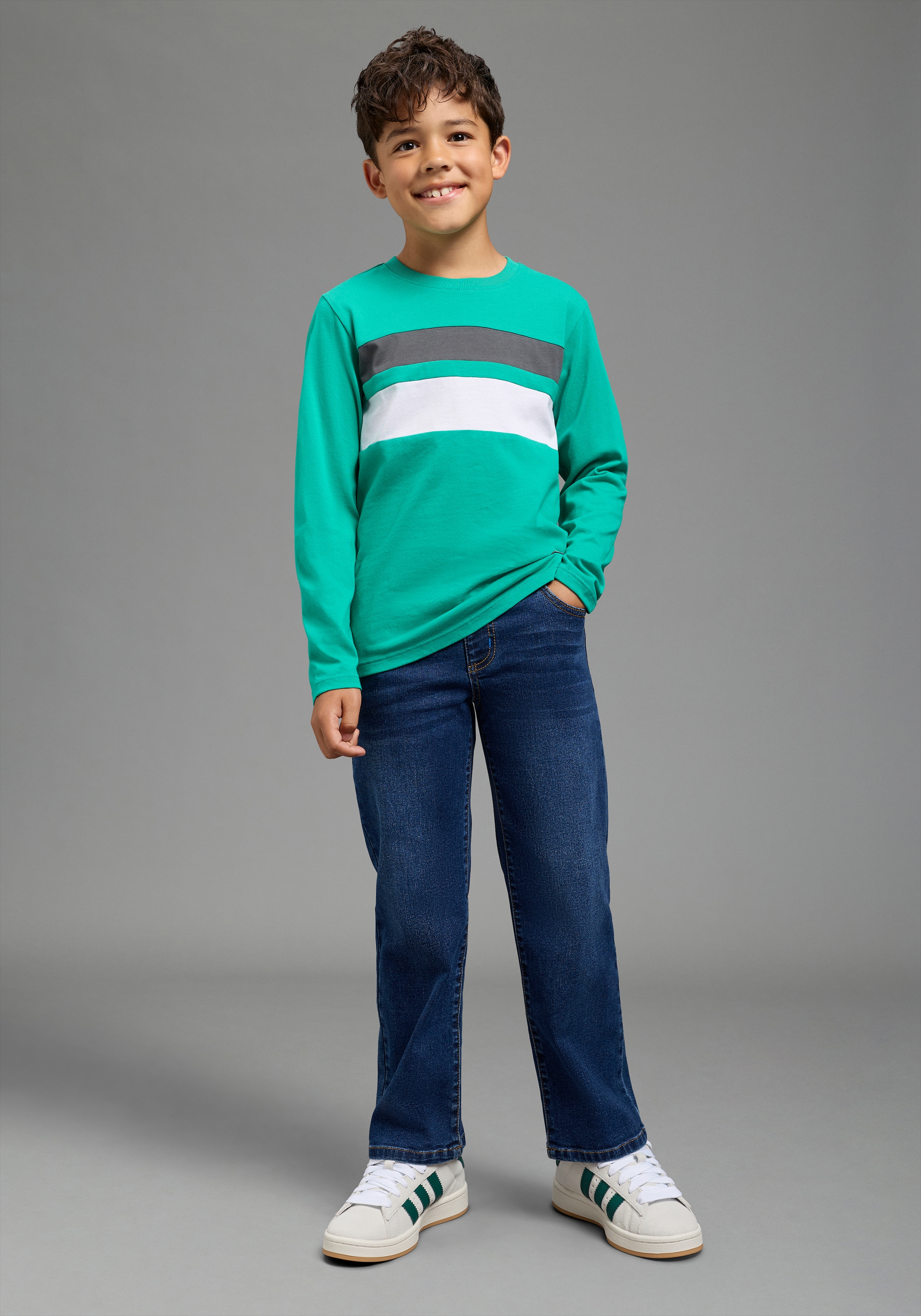 Scout Langarmshirt »3er Packung Shirt mit Kontrast-Einsätzen« Packung, 3,  3 Shirts, jedes Langarmshirt ein Style für sich
