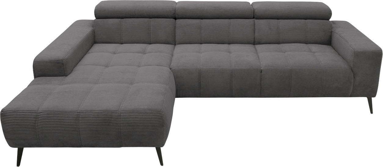 Thumbnail - DOMO collection Ecksofa "Trento L-Form, mit Kufenfuß oder Einzelfuß", wahlweise mit Kopfteilverstellung, Recamiere links...